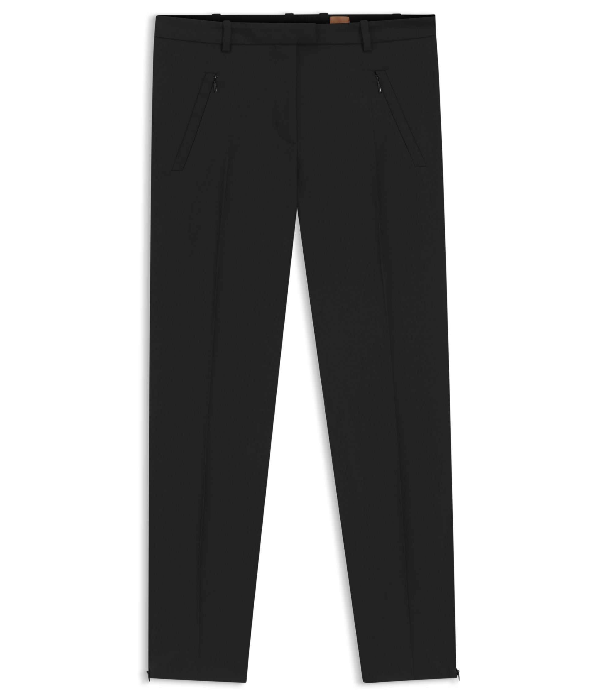 Boss Zipped Hem Slim Fit Trousers With Cropped Length Black Women's