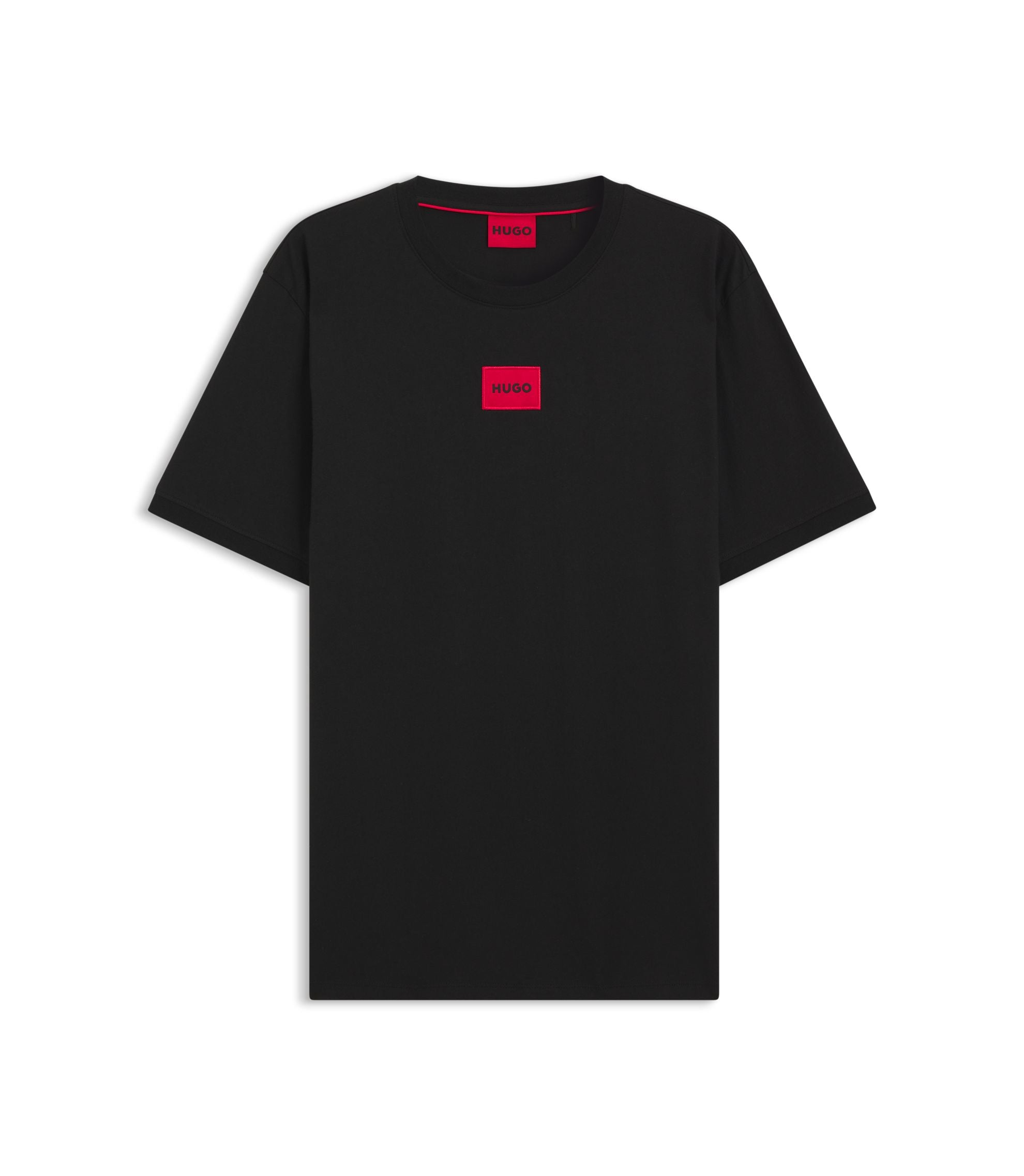 Hugo Logo Label T Shirt In Cotton Jersey Black