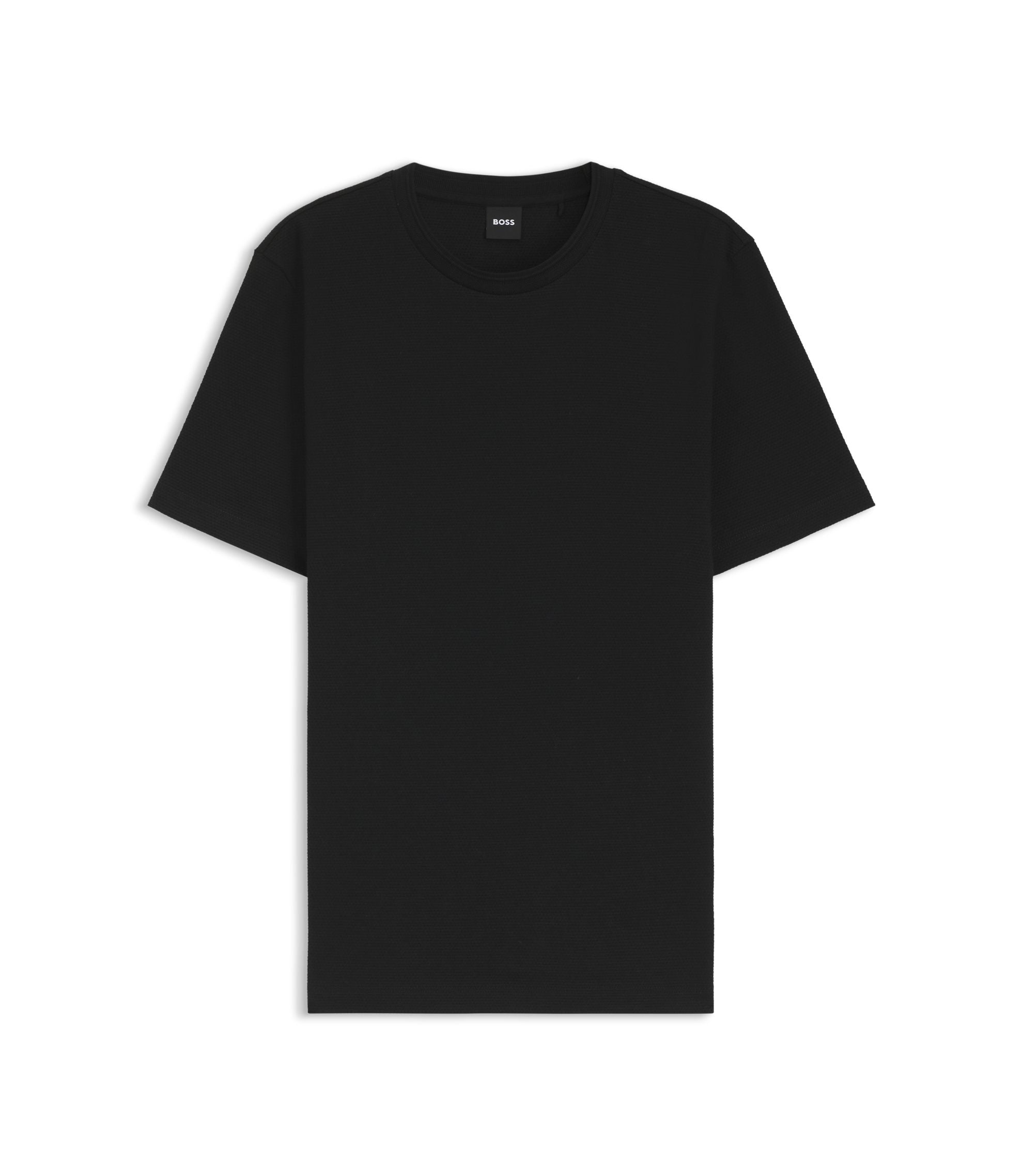 Boss Bubble Jacquard Structure T Shirt In A Cotton Blend Black