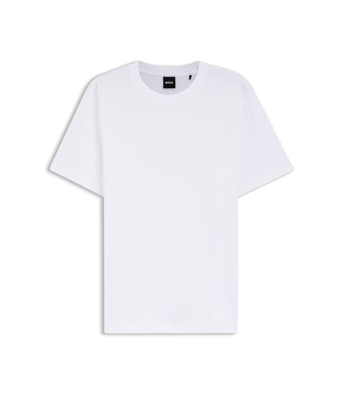 Boss Bubble Jacquard Structure T Shirt In A Cotton Blend White