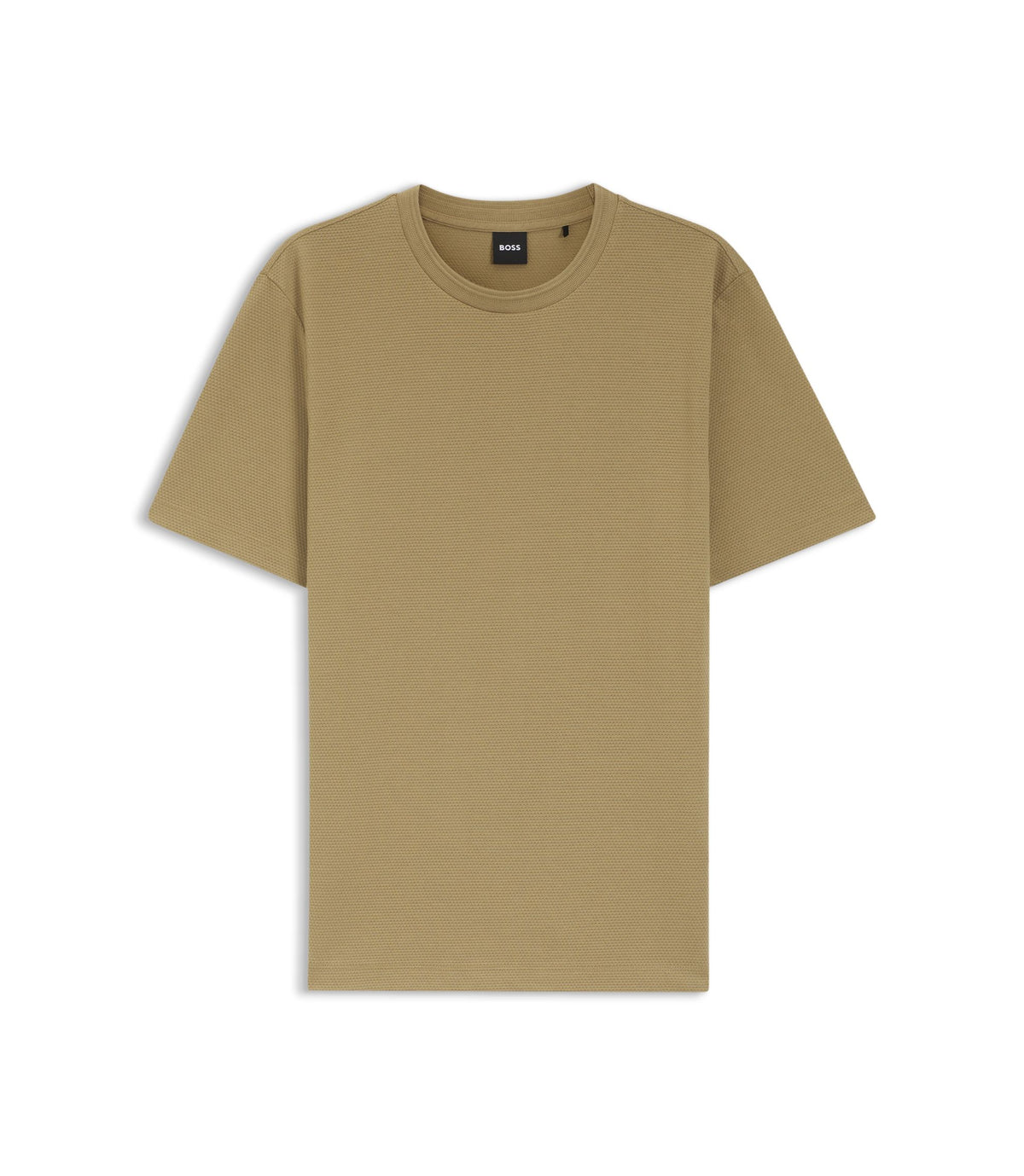 Boss Bubble Jacquard Structure T Shirt In A Cotton Blend Khaki