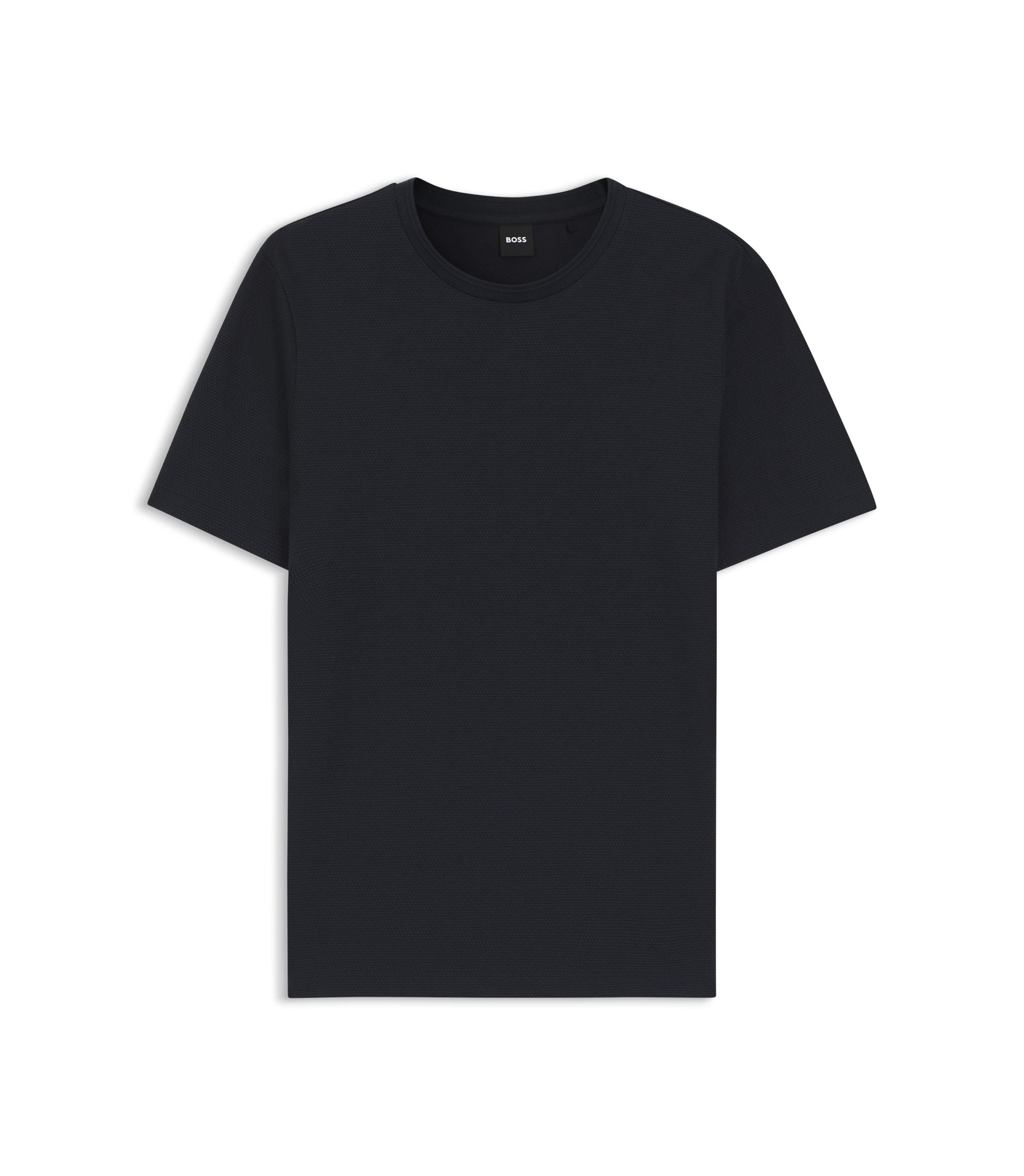 Boss Bubble Jacquard Structure T Shirt In A Cotton Blend Dark Blue