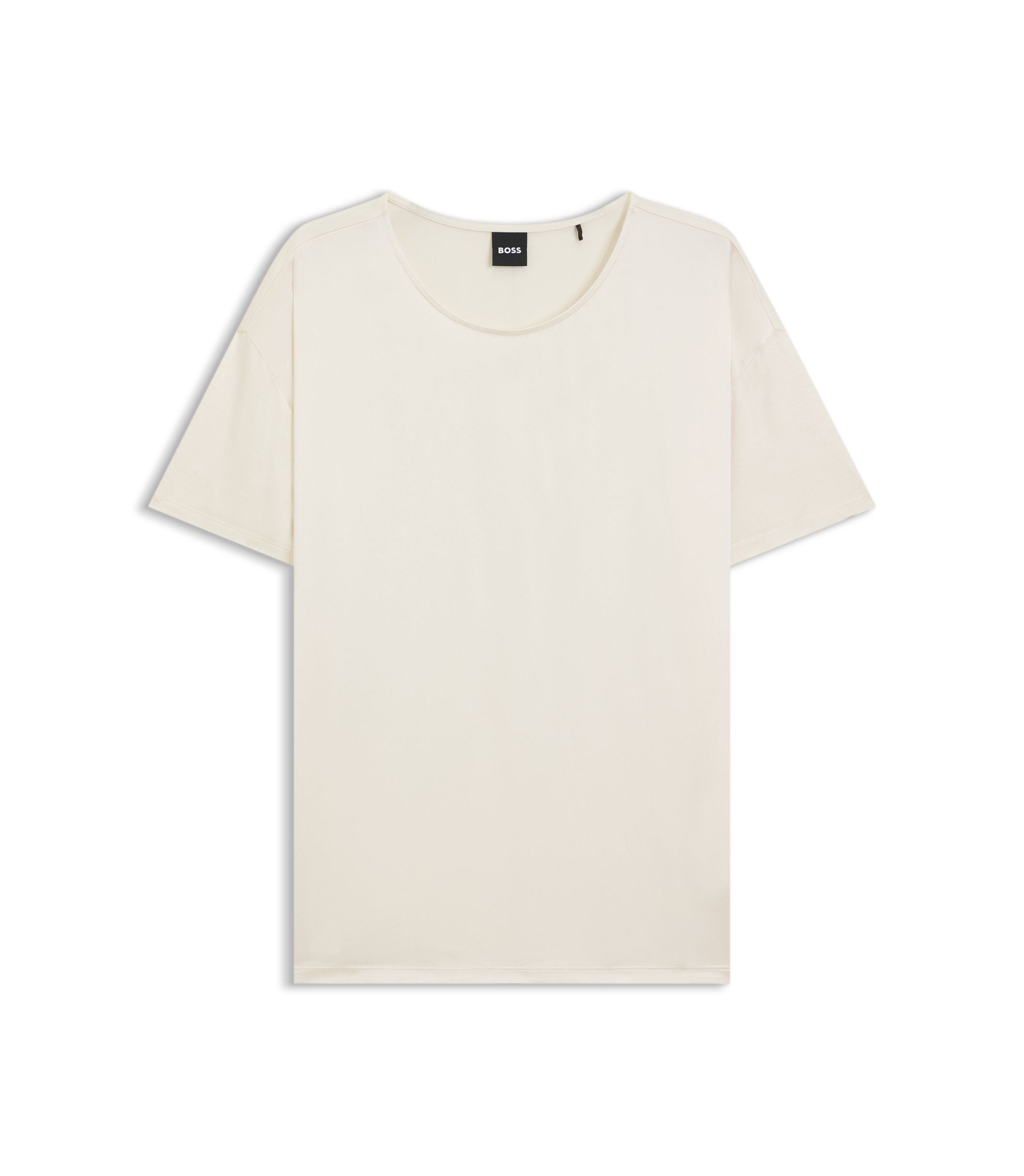 Boss Regular Fit T Shirt With Stretch Silk Front White Women's