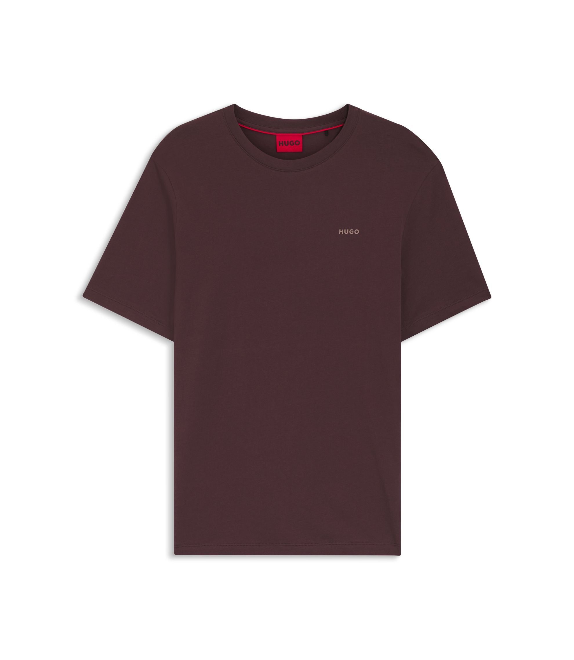 Hugo Logo Print T Shirt In Cotton Jersey Light Brown