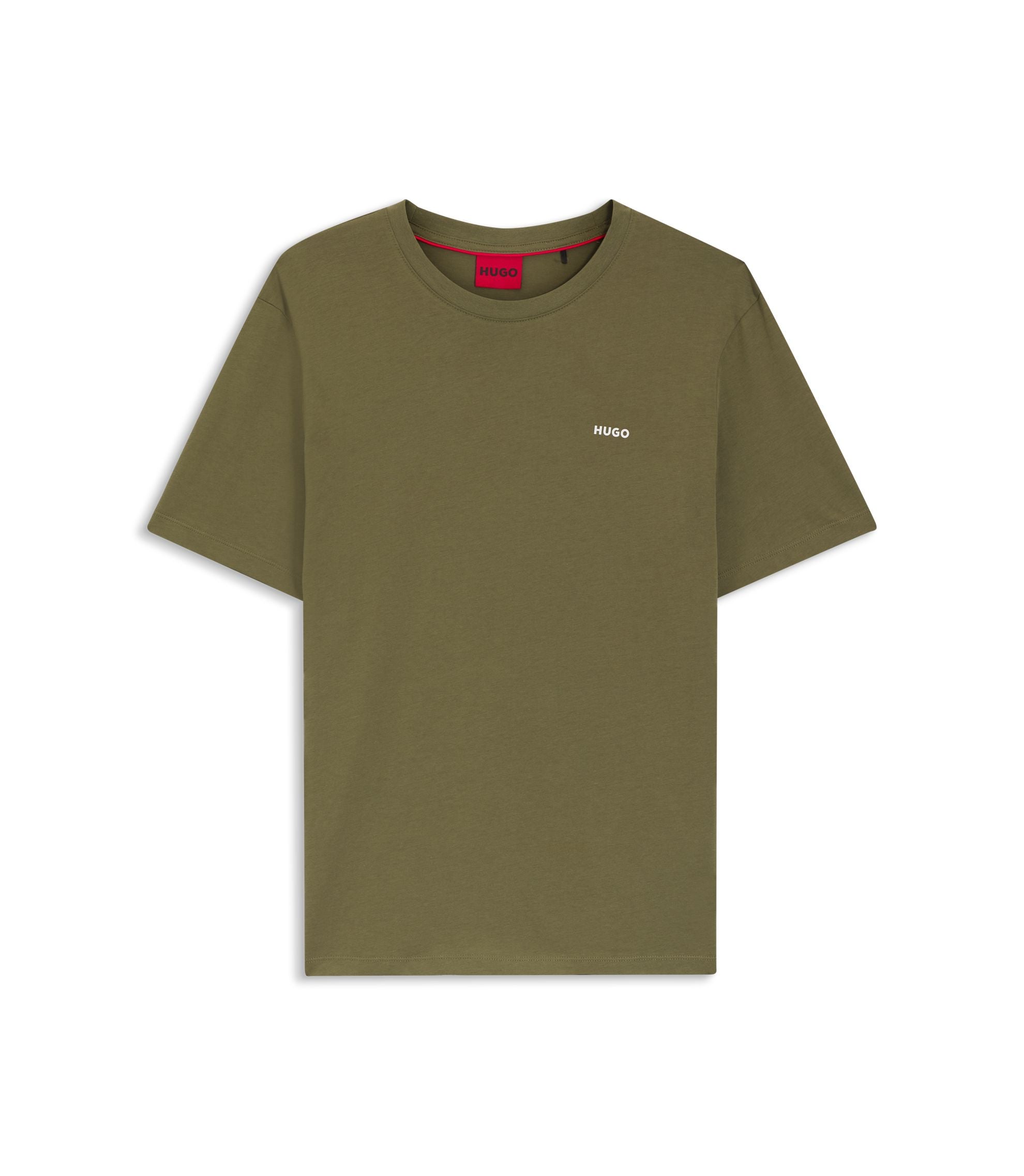 Hugo Logo Print T Shirt In Cotton Jersey Light Green