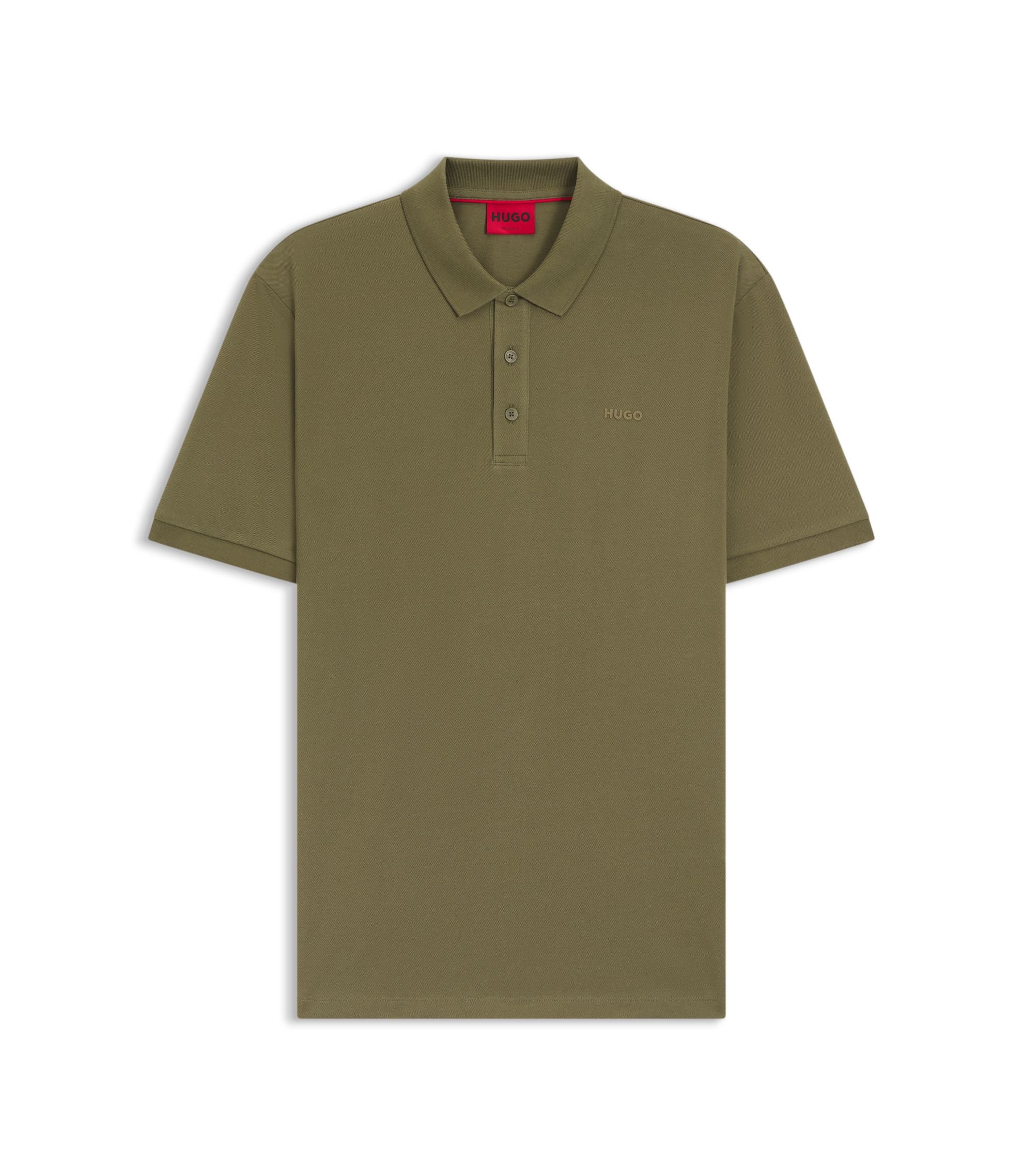 Hugo Cotton Piqu Polo Shirt With Logo Print Light Green