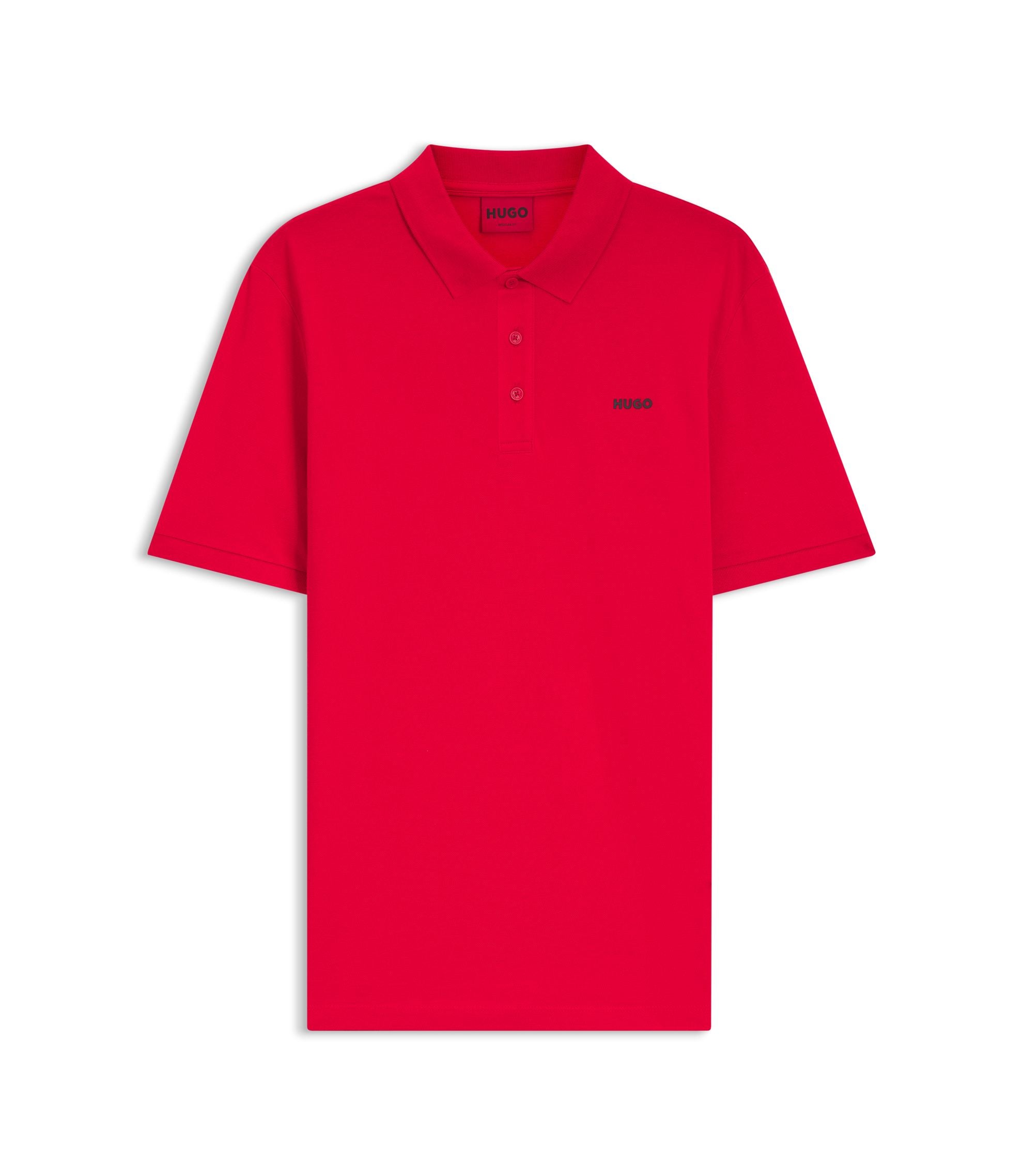 Hugo Cotton Piqu Polo Shirt With Logo Print Light Pink
