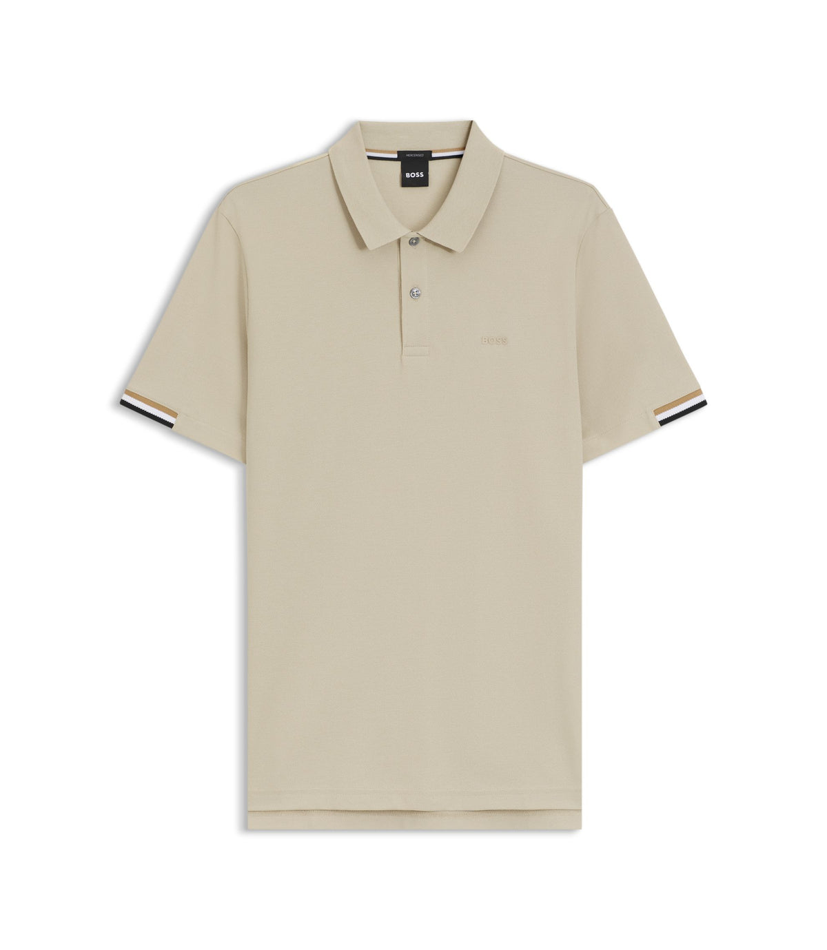 Boss Rubberised Logo Polo Shirt In Mercerised Cotton Light Beige