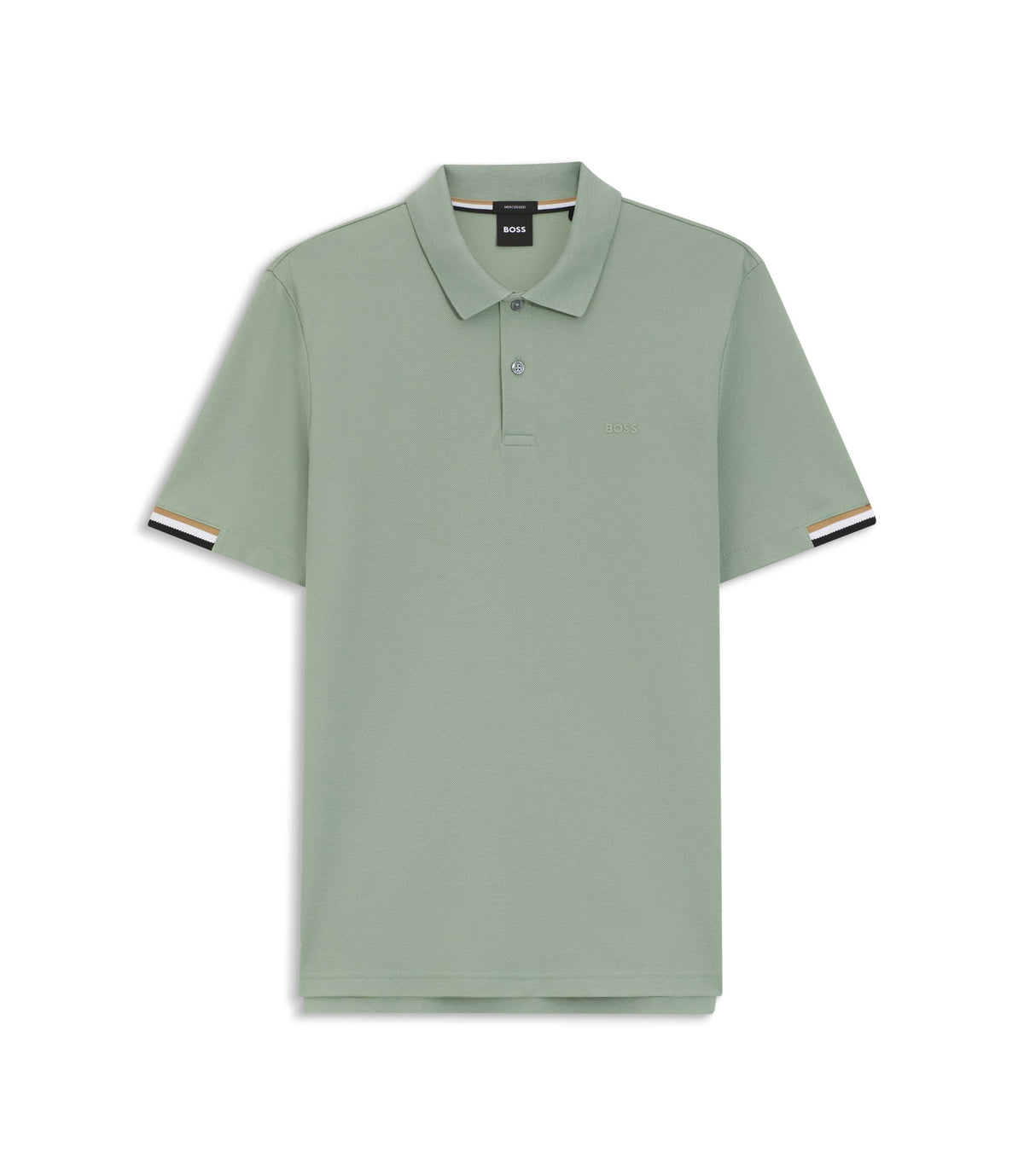 Boss Rubberised Logo Polo Shirt In Mercerised Cotton Light Green