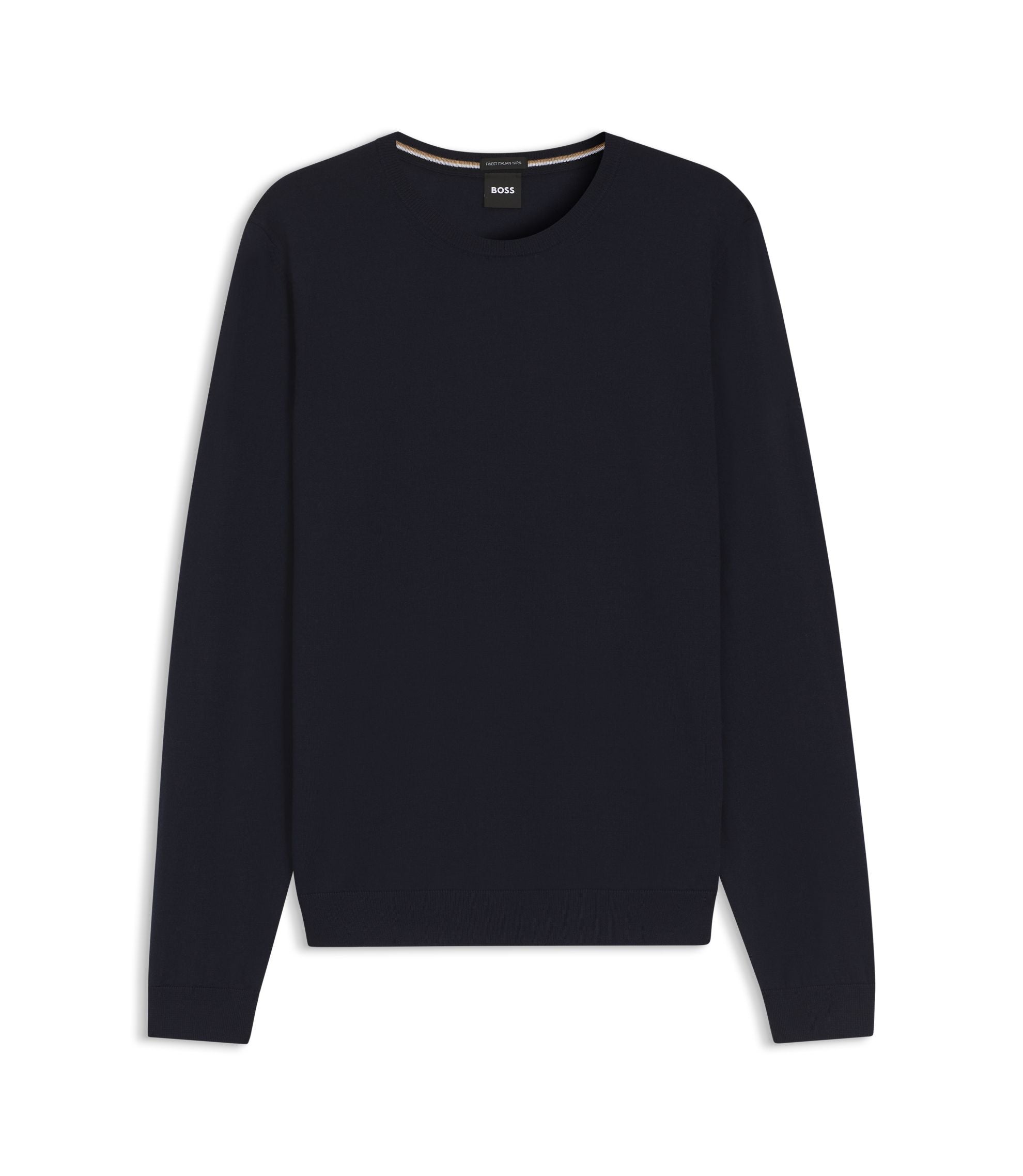 Boss Slim Fit Sweater In Merino Wool Dark Blue