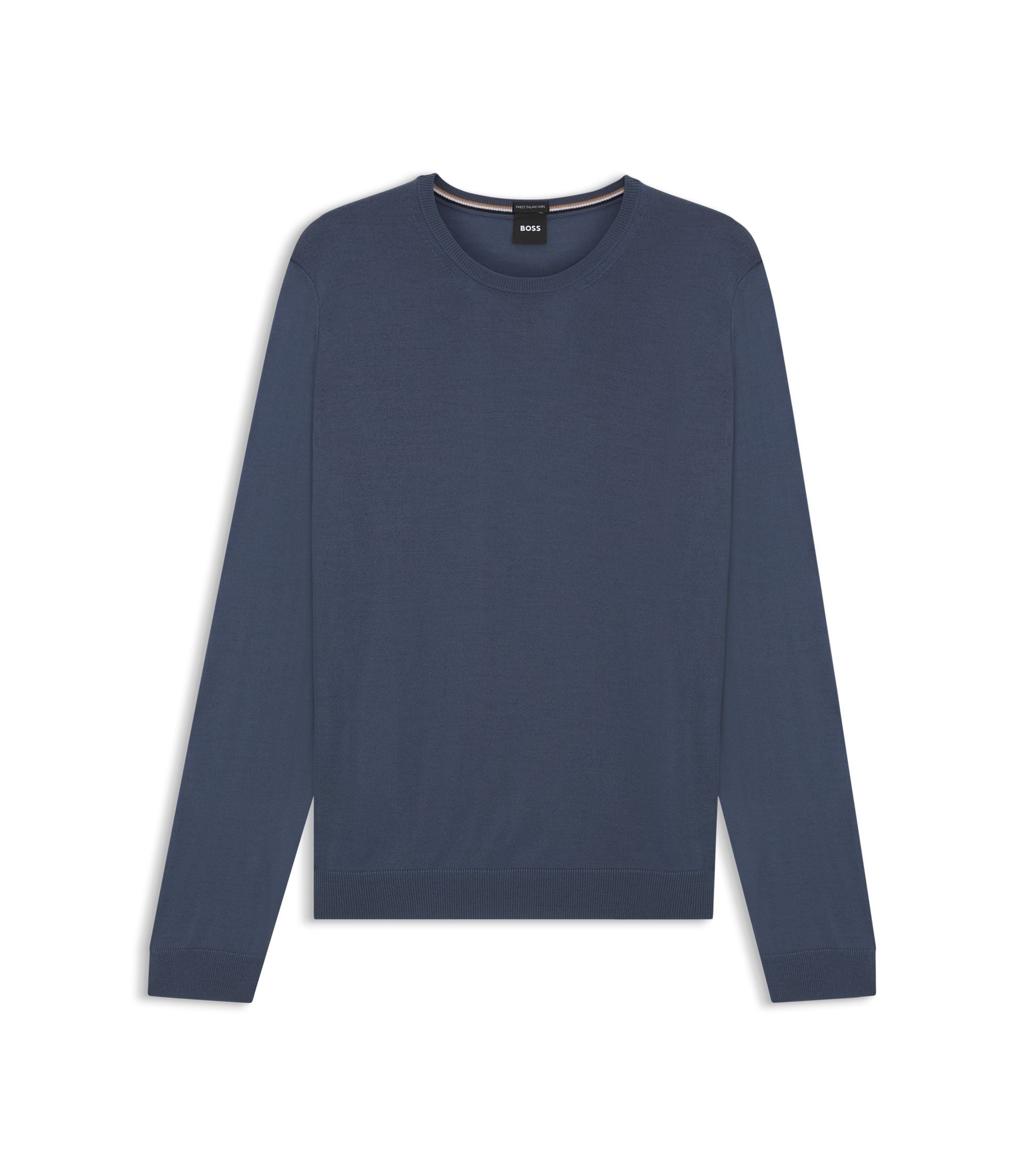 Boss Slim Fit Sweater In Merino Wool Light Blue