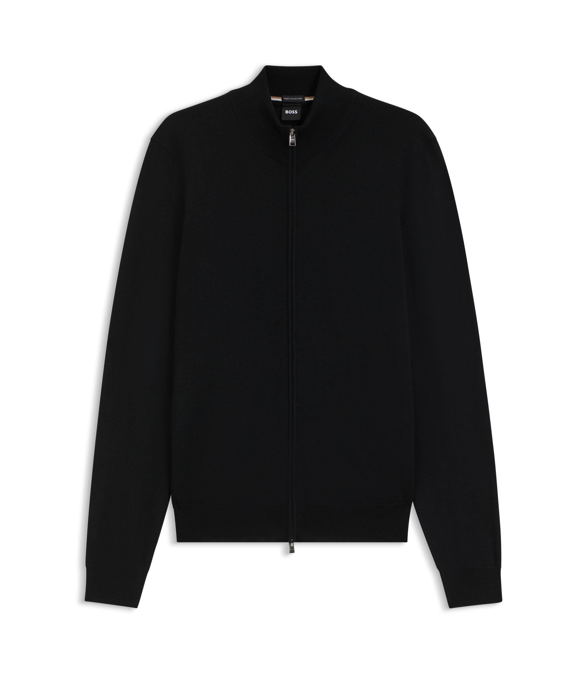 Boss Knitted Cardigan In Virgin Wool Black