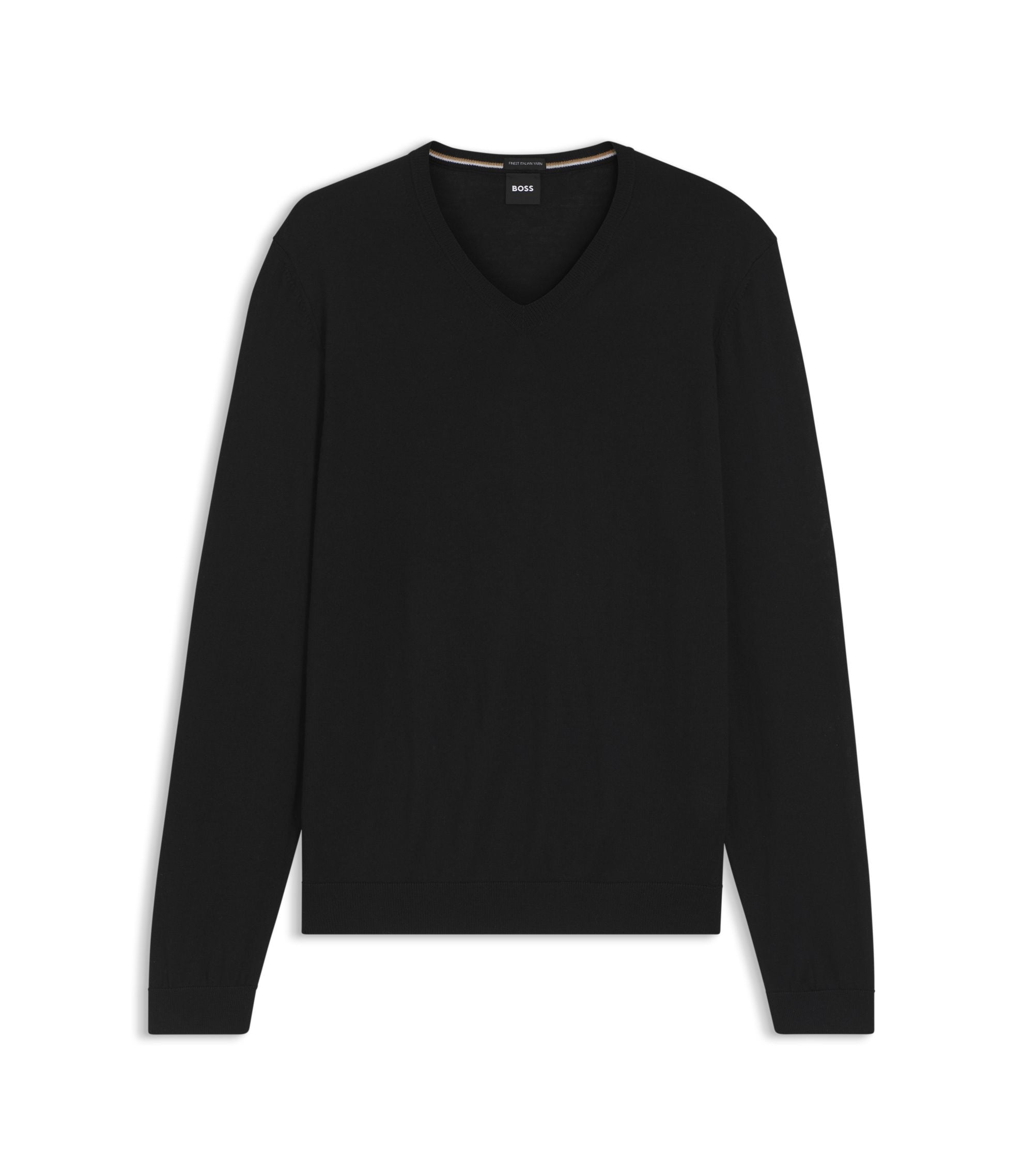 Boss Virgin Wool Sweater With V Neckline Black