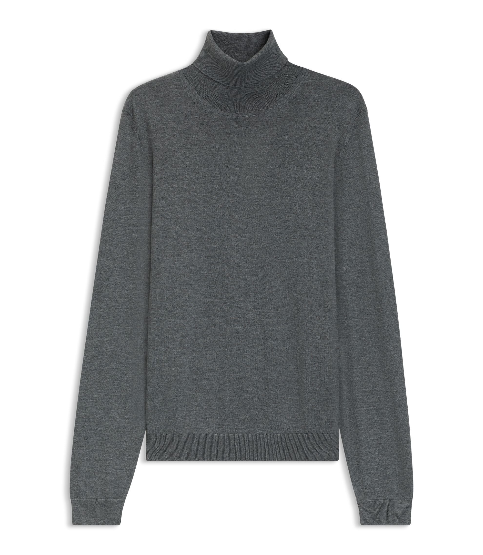 Boss Merino Wool Rollneck Sweater In A Slim Fit Grey