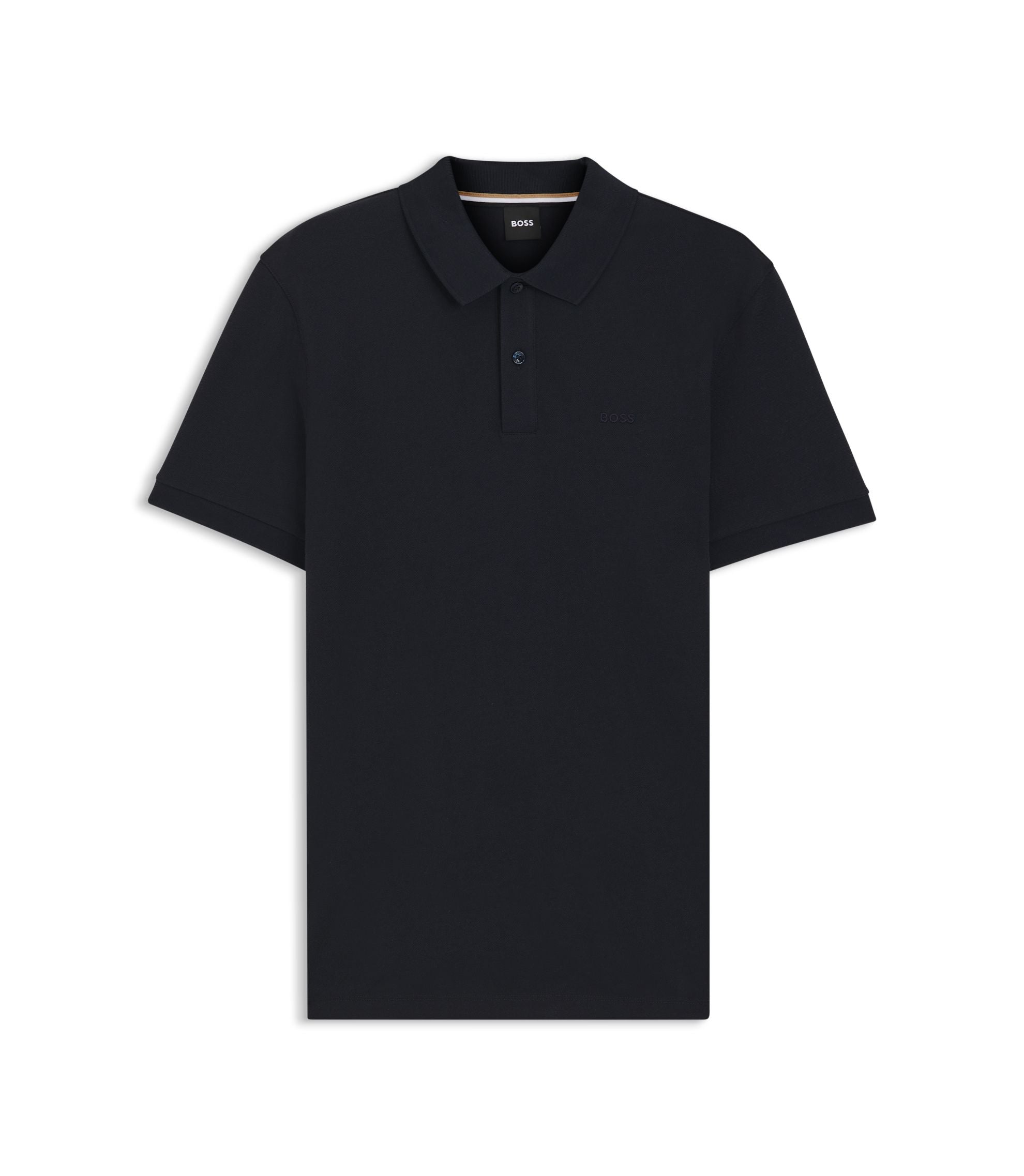 Boss Pallas Logo Detail Polo Shirt In Cotton Piqu Dark Blue