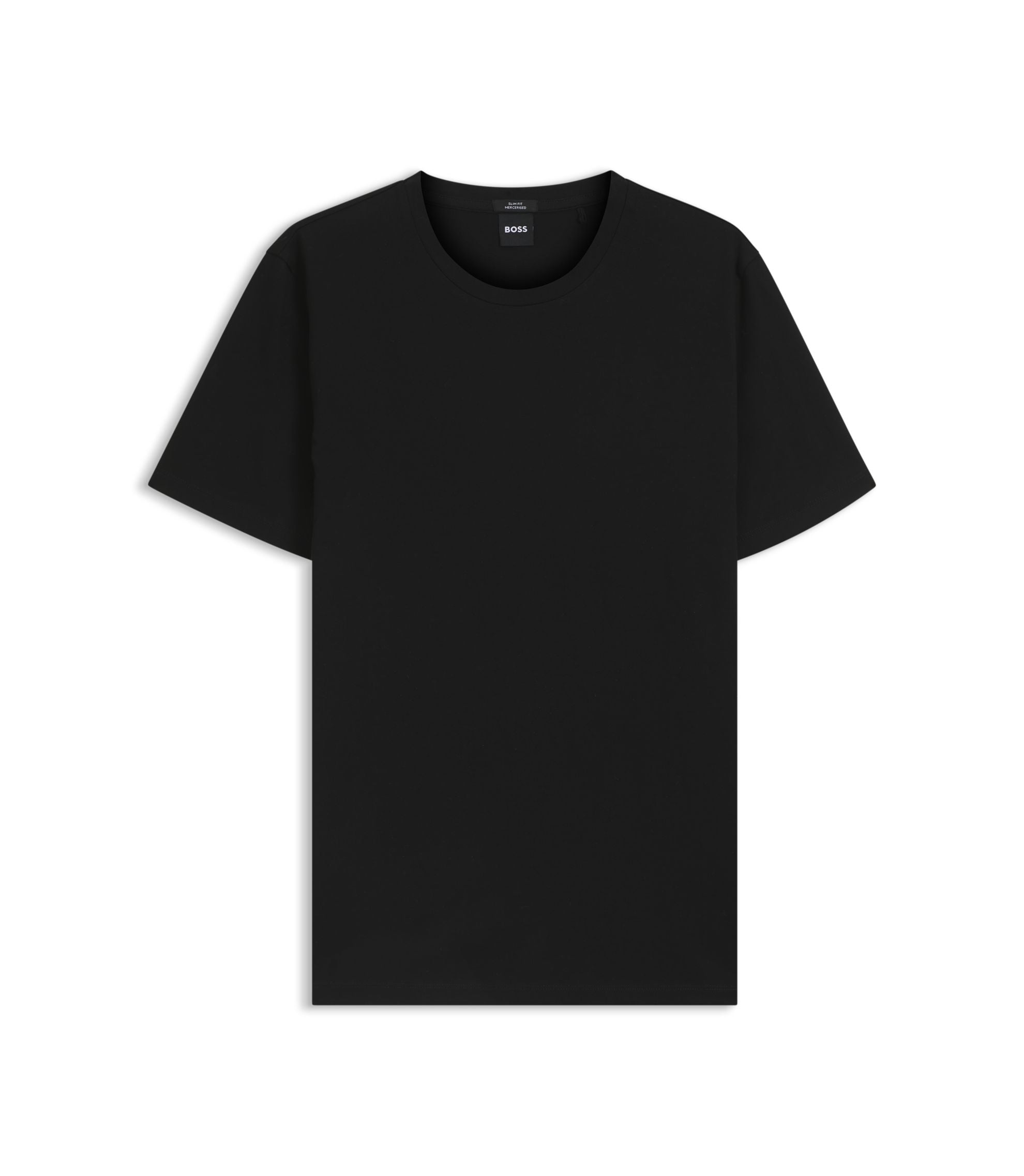 Boss Slim Fit T Shirt In Mercerized Cotton Black