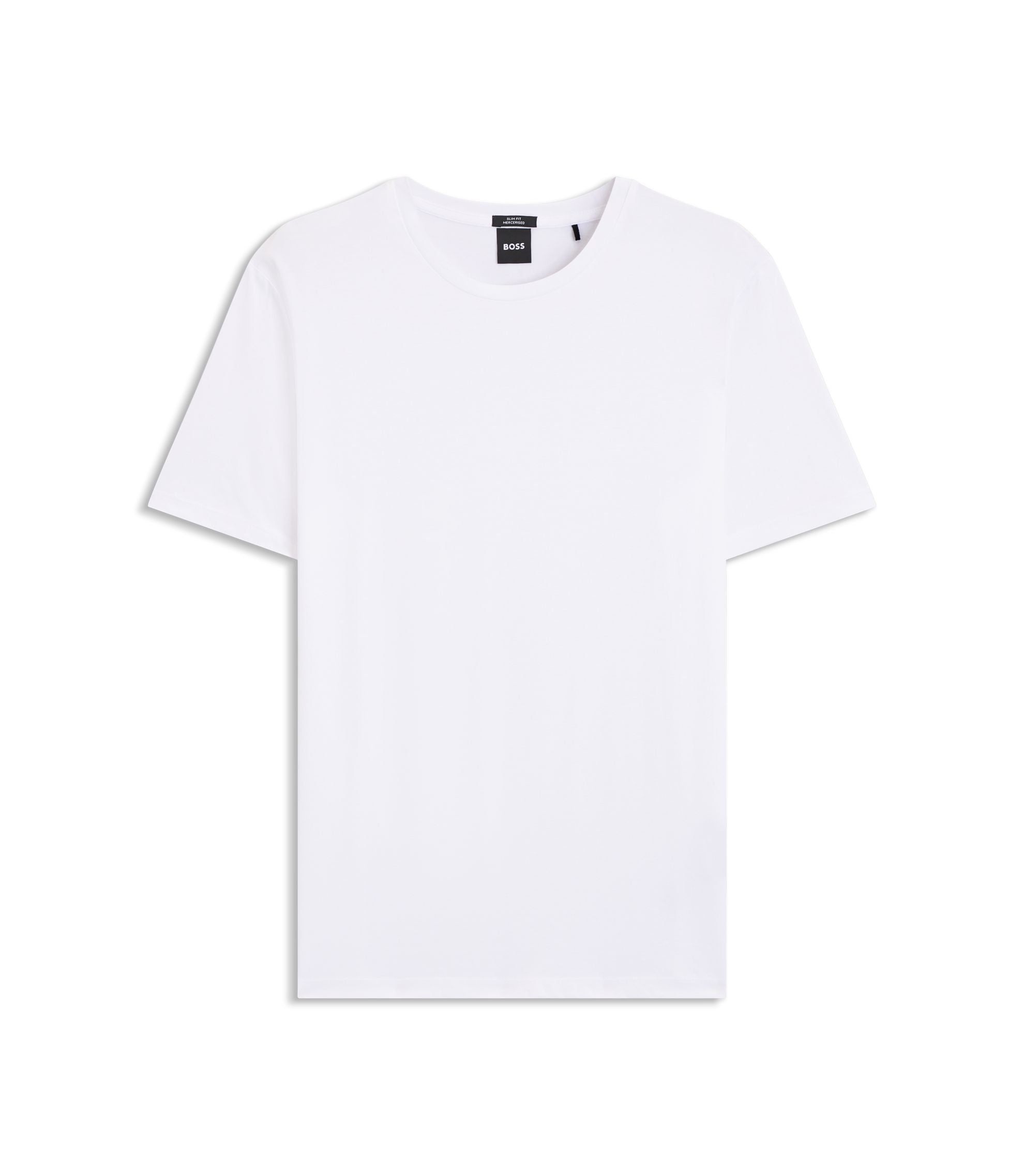 Boss Slim Fit Short Sleeved T Shirt In Mercerised Cotton White