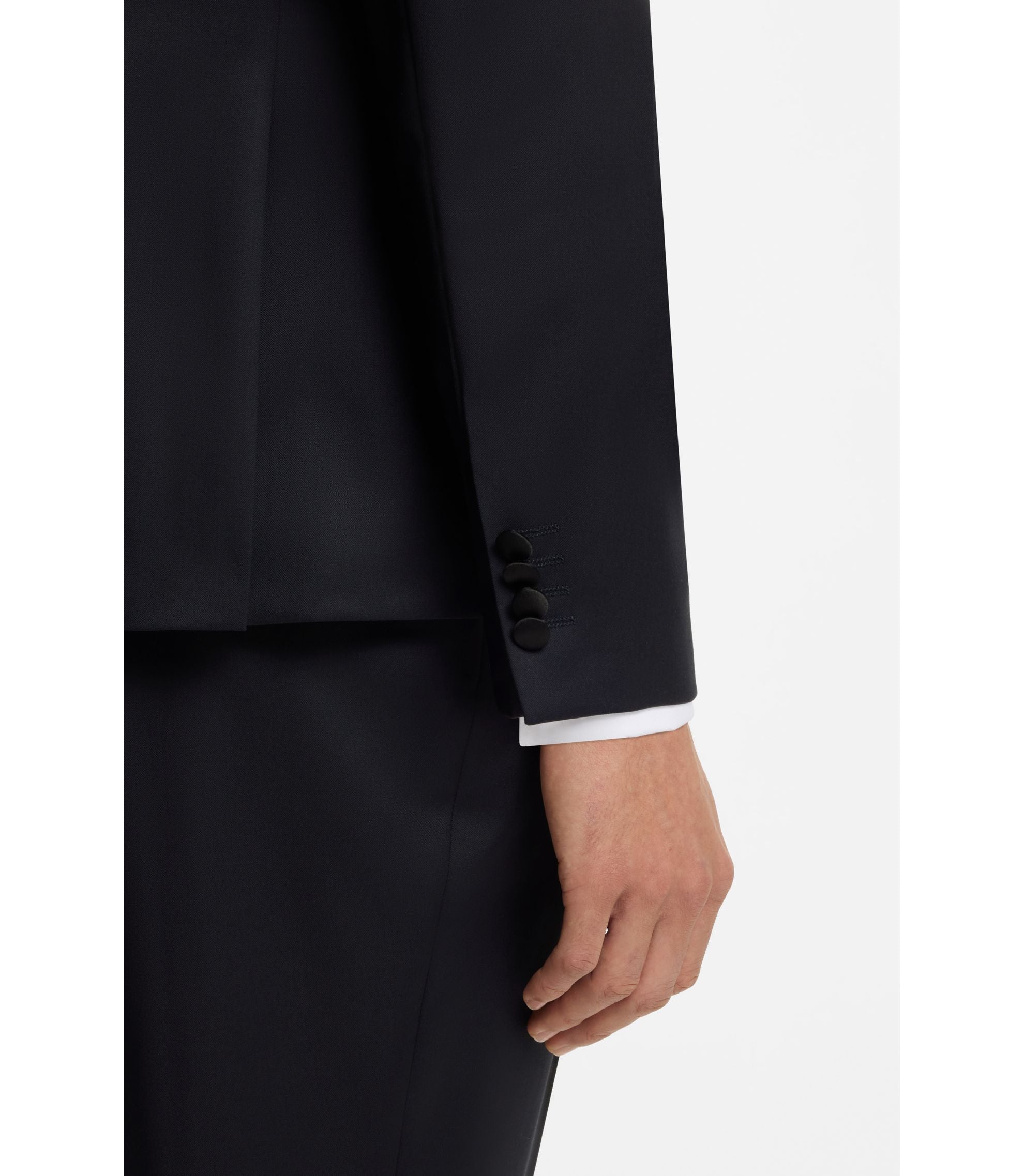 Boss Slim Fit Tuxedo Jacket In Virgin Wool Serge Dark Blue