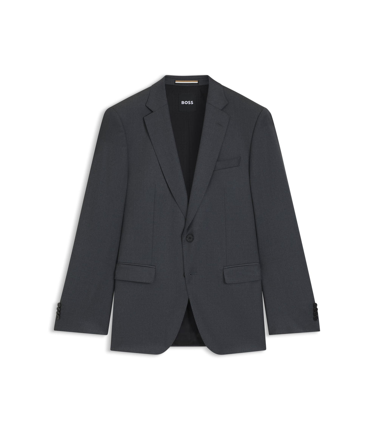 Boss One Slim Fit Suit Jacket In Virgin Wool Serge Dark Grey