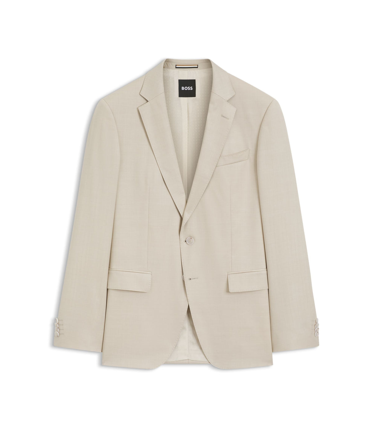 Boss One Slim Fit Suit Jacket In Virgin Wool Serge Light Beige