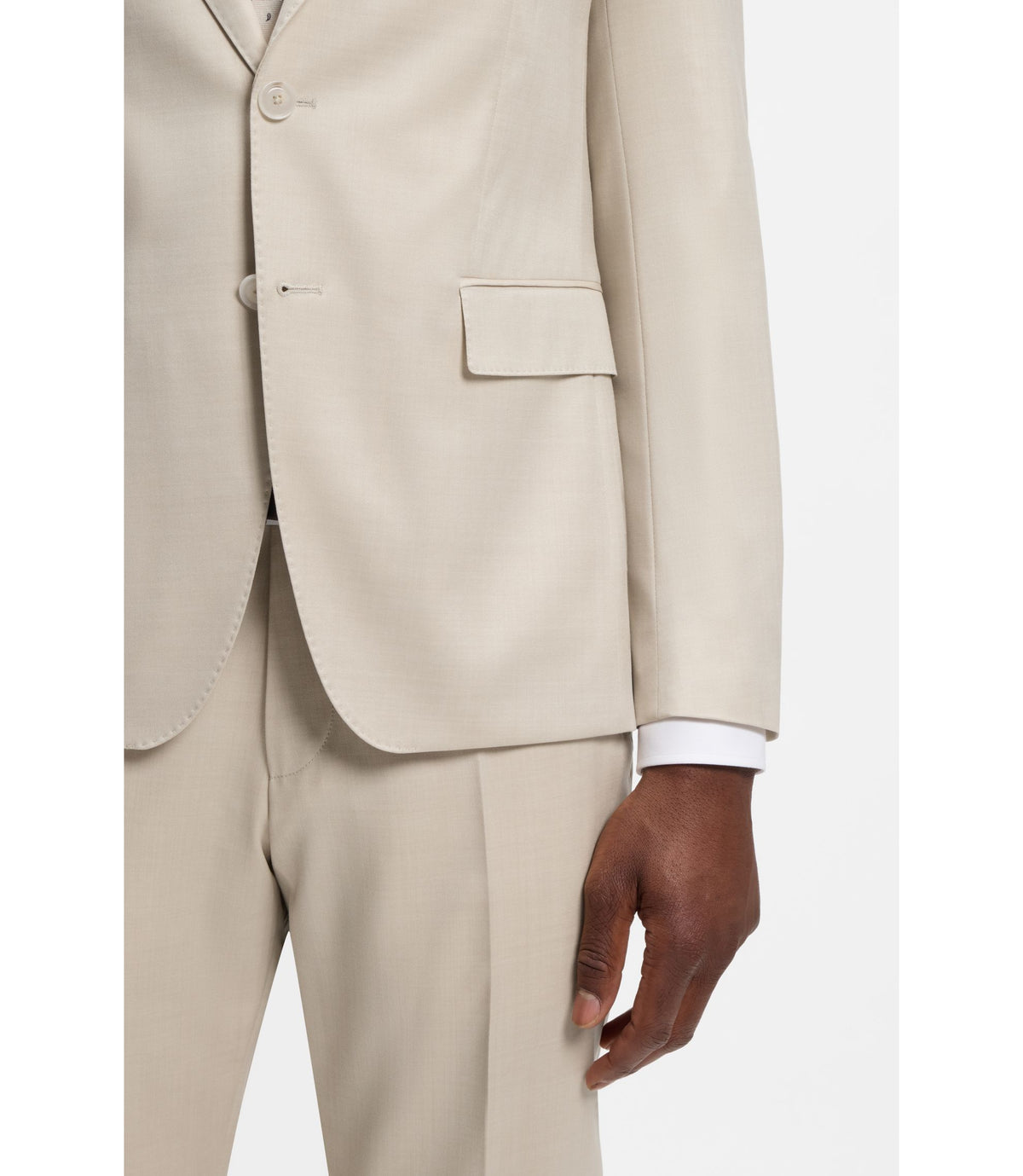 Boss One Slim Fit Suit Jacket In Virgin Wool Serge Light Beige