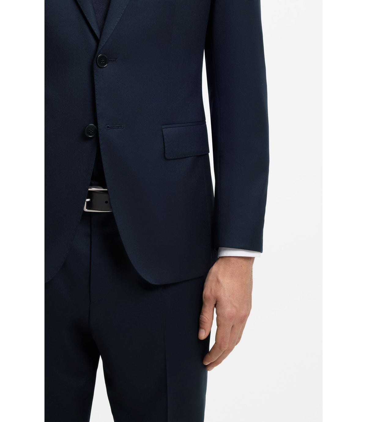 Boss One Slim Fit Suit Jacket In Virgin Wool Serge Dark Blue