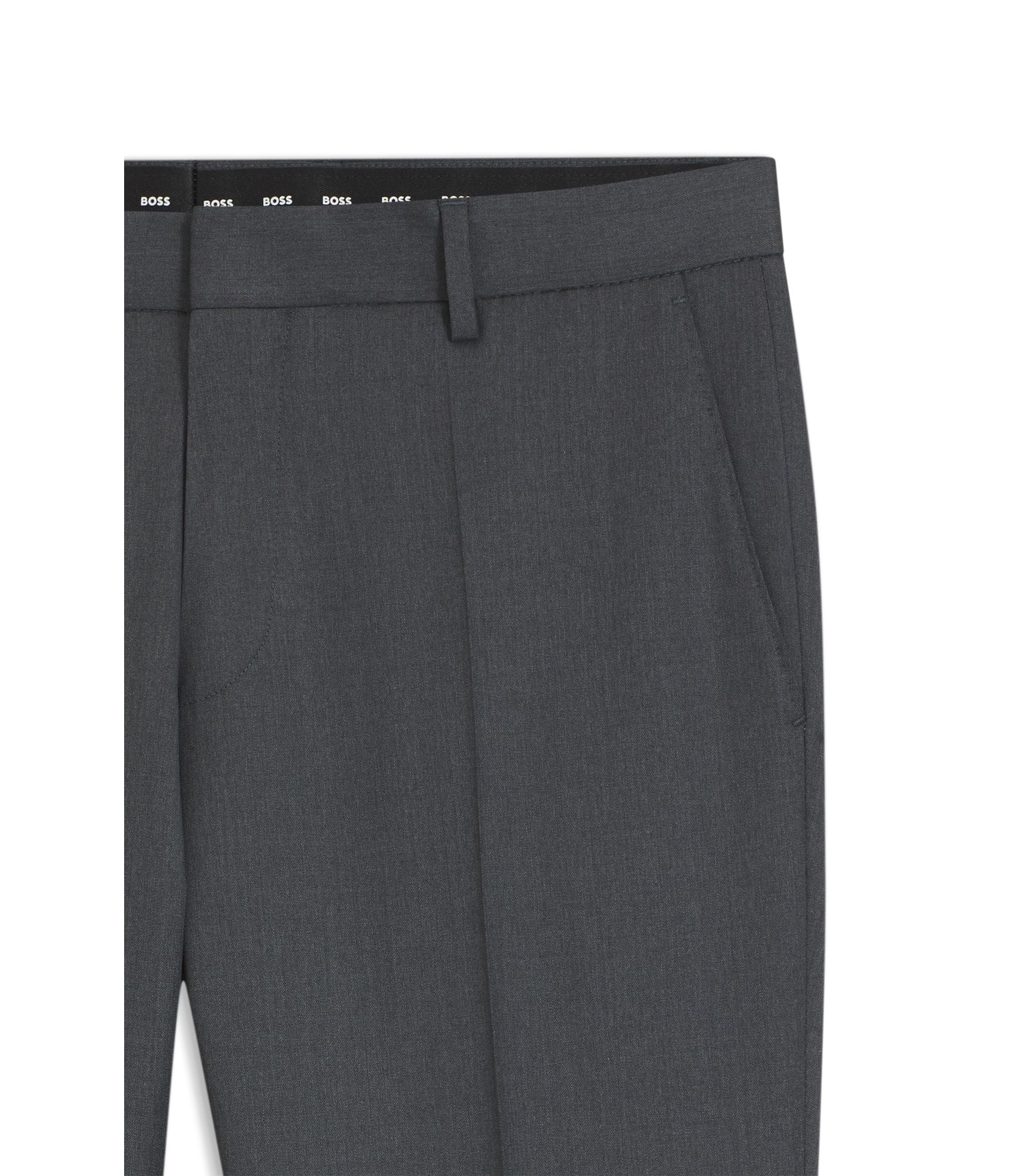 Boss Slim Fit Pants In Virgin Wool Serge Dark Grey