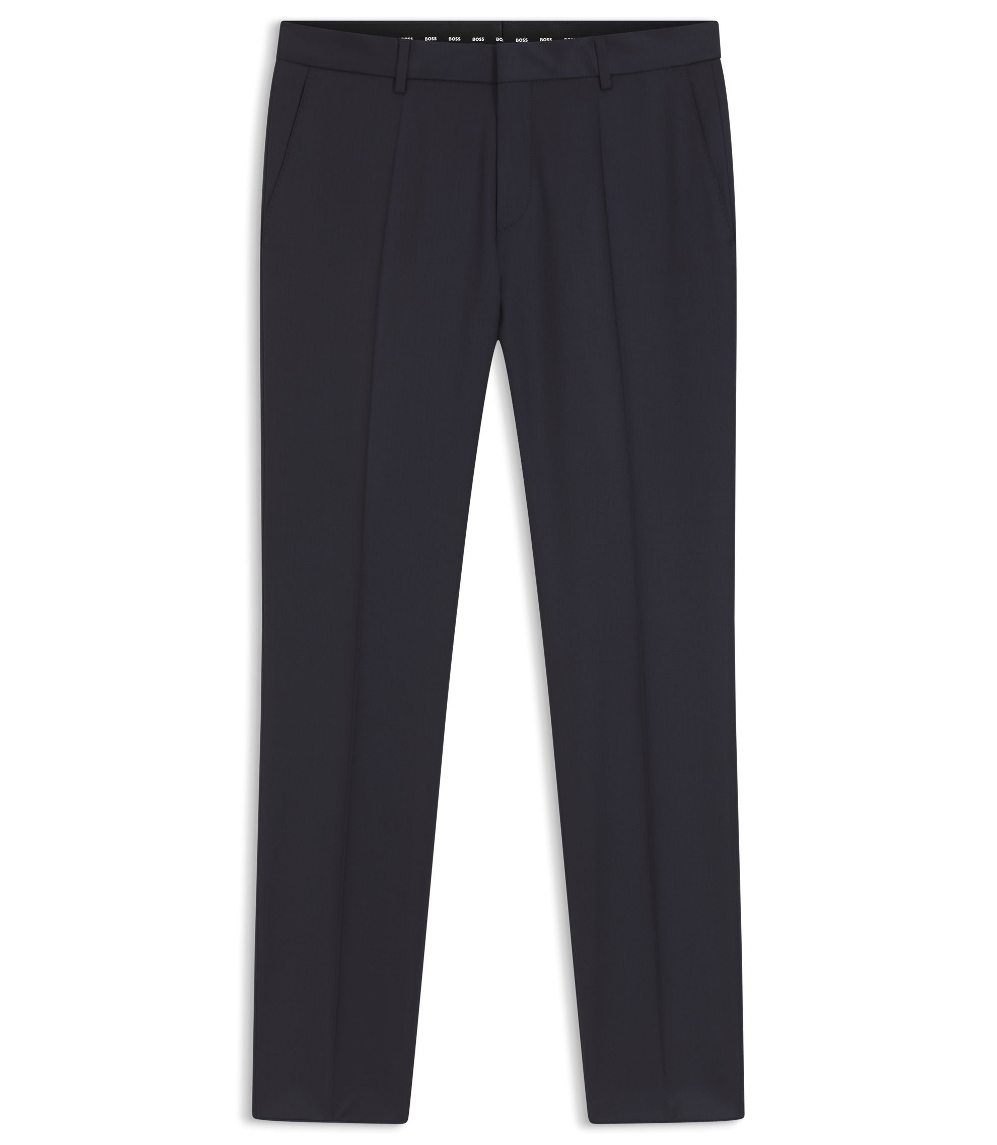 Boss Slim Fit Pants In Virgin Wool Serge Dark Blue