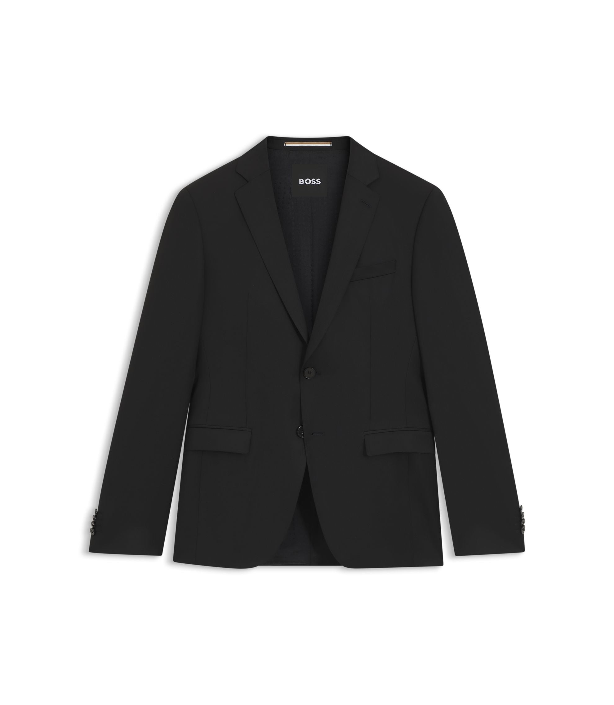 Boss Extra Slim Fit Suit Jacket In Virgin Wool Serge Black