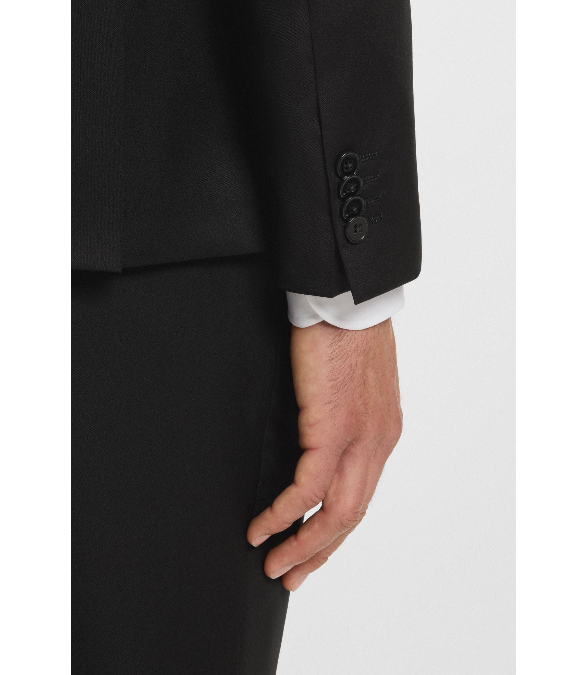 Boss Extra Slim Fit Suit Jacket In Virgin Wool Serge Black