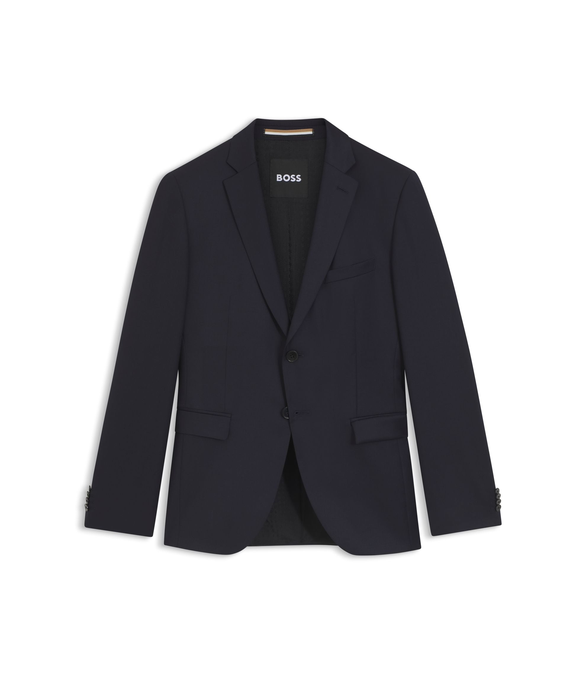 Boss Extra Slim Fit Suit Jacket In Virgin Wool Serge Dark Blue