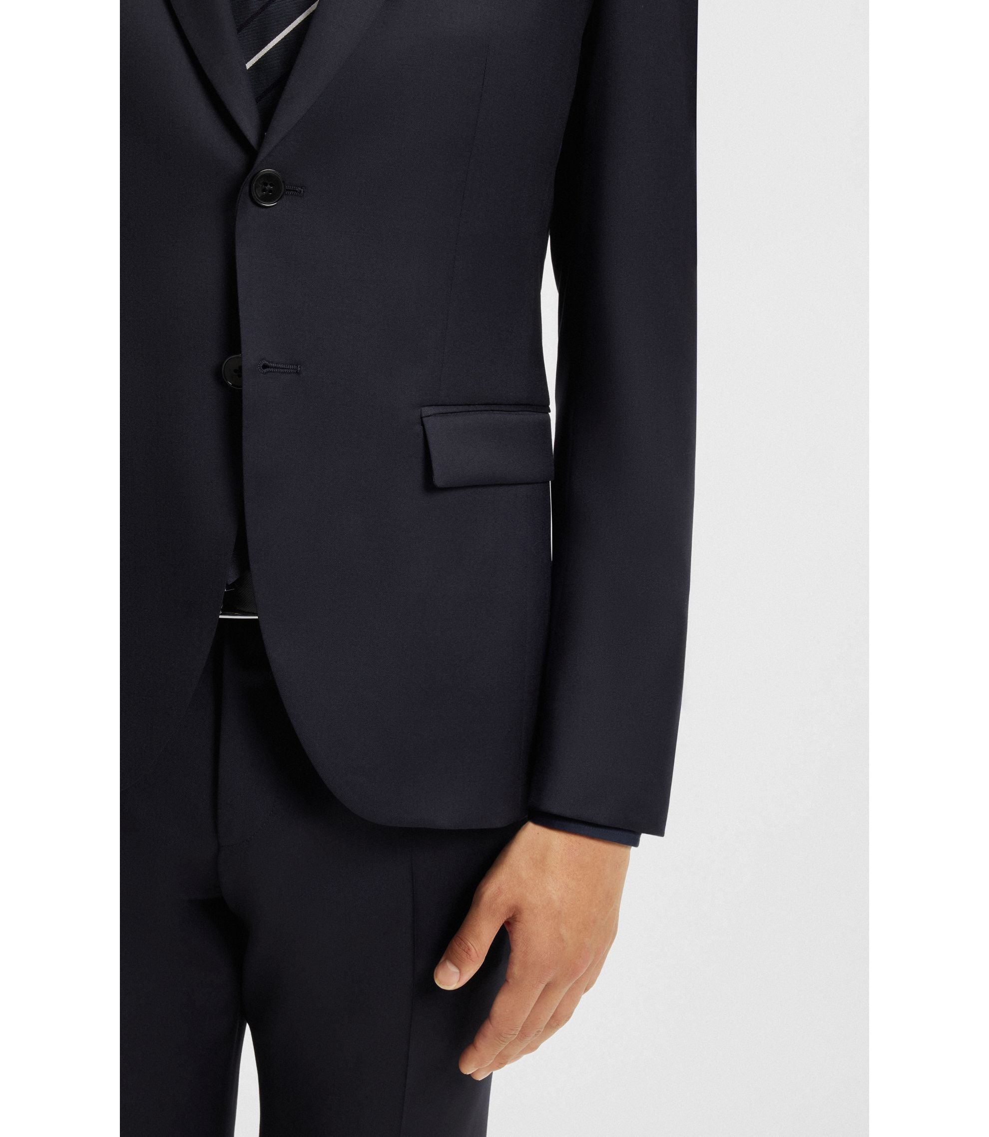 Boss Extra Slim Fit Suit Jacket In Virgin Wool Serge Dark Blue