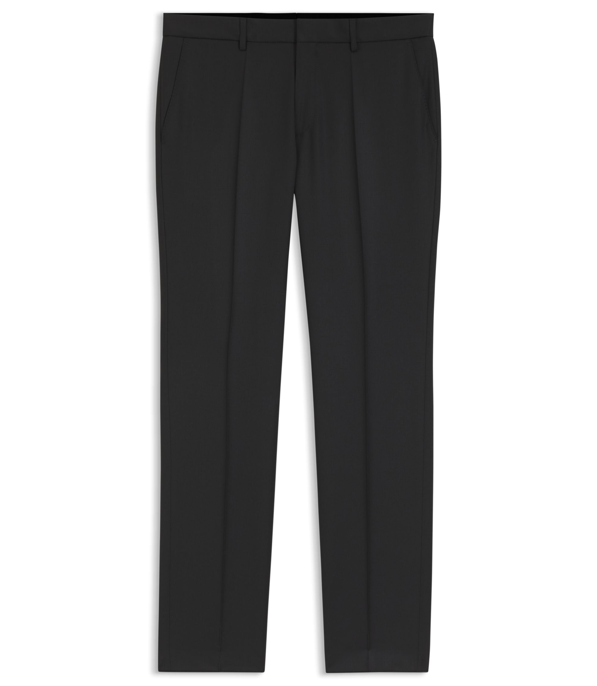 Boss Regular Fit Pants In Virgin Wool Serge Black