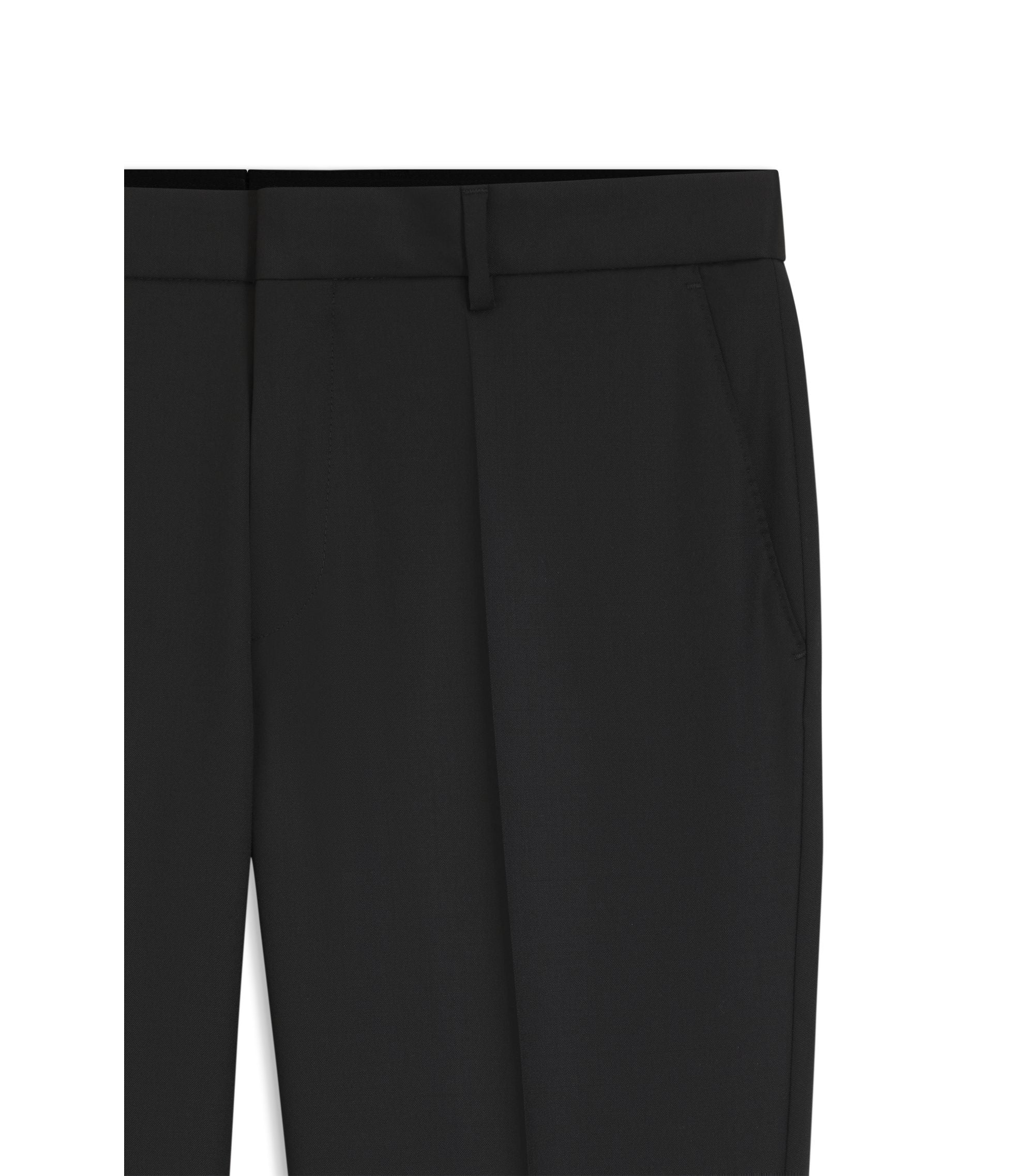 Boss Regular Fit Pants In Virgin Wool Serge Black