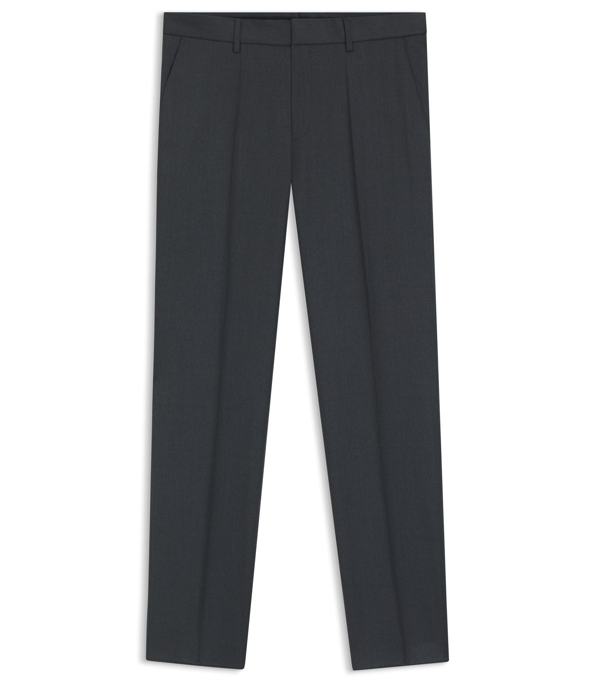 Boss Regular Fit Pants In Virgin Wool Serge Dark Grey