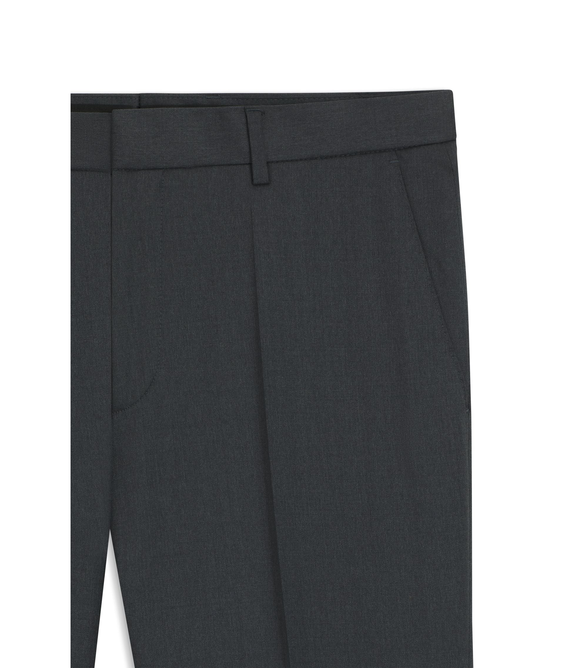 Boss Regular Fit Pants In Virgin Wool Serge Dark Grey