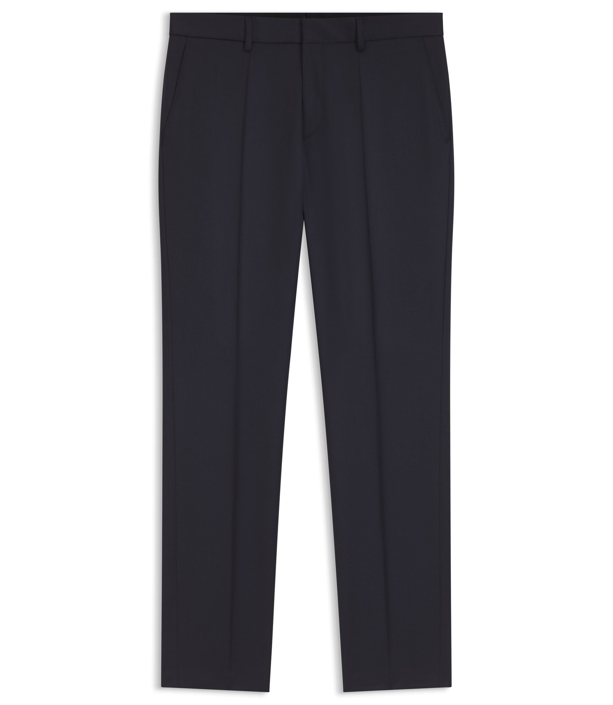 Boss Regular Fit Pants In Virgin Wool Serge Dark Blue