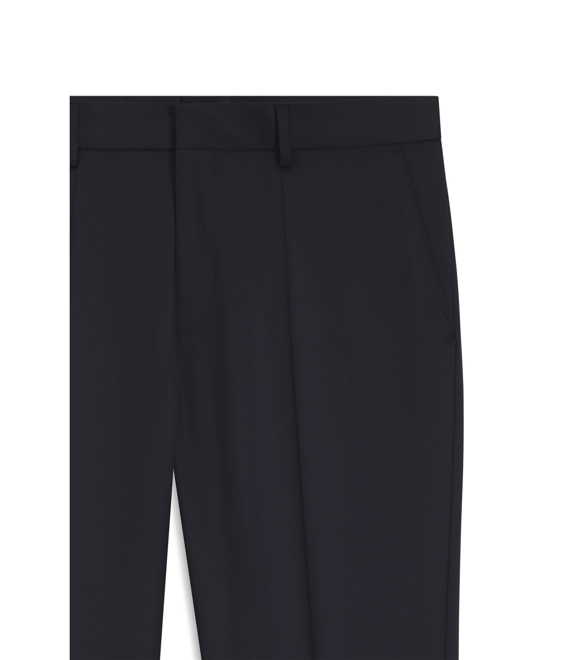 Boss Regular Fit Pants In Virgin Wool Serge Dark Blue