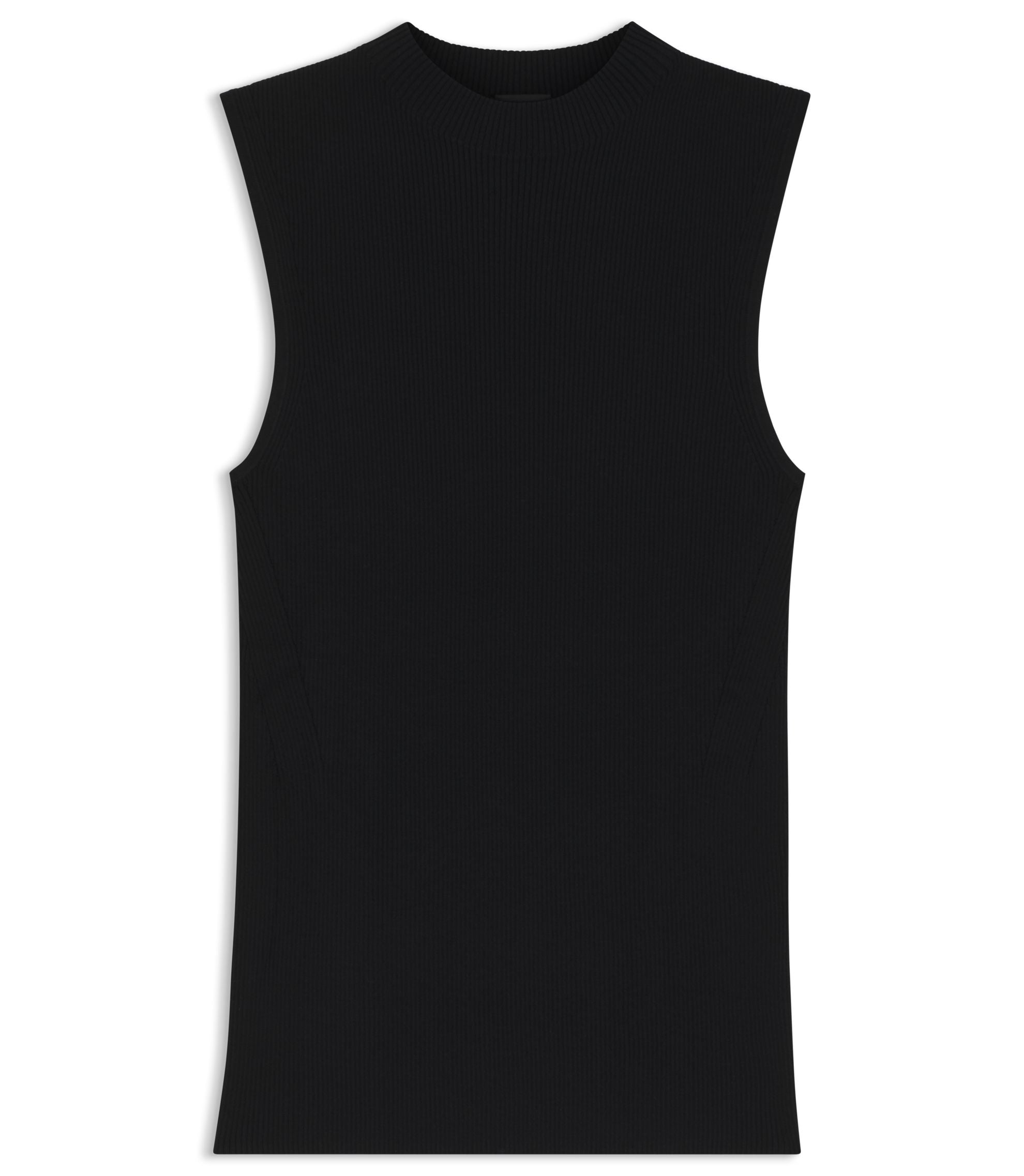 Boss Ribbed Top With Mock Neckline Black Women's