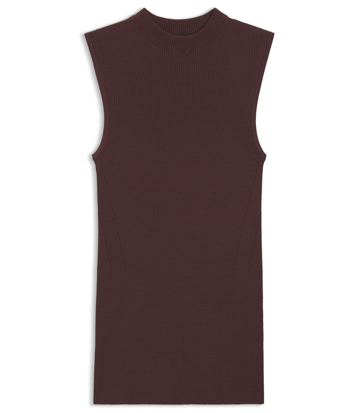 Boss Ribbed Top With Mock Neckline Dark Brown Women's