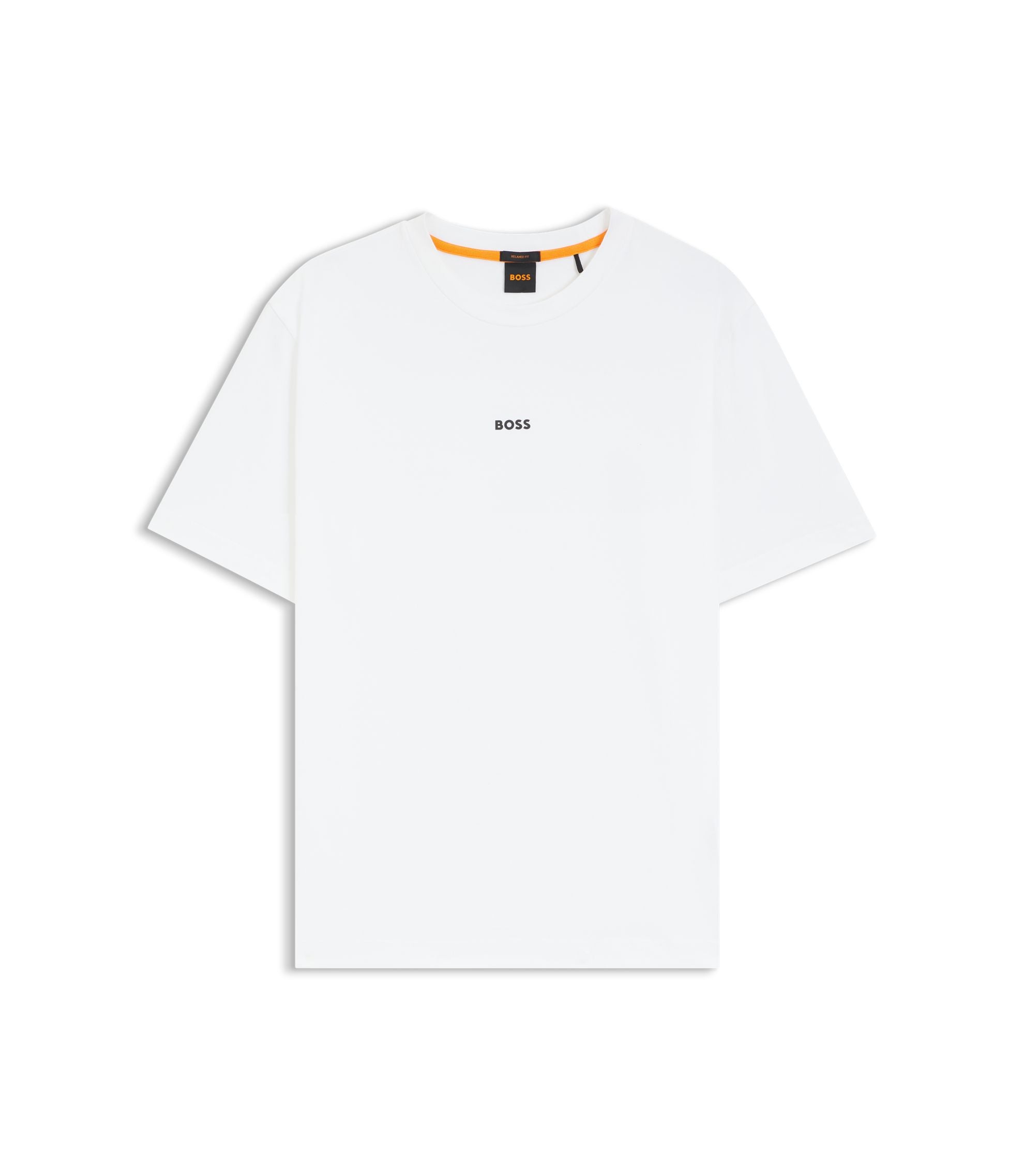 Boss Stretch Cotton T Shirt With Contrast Logo White