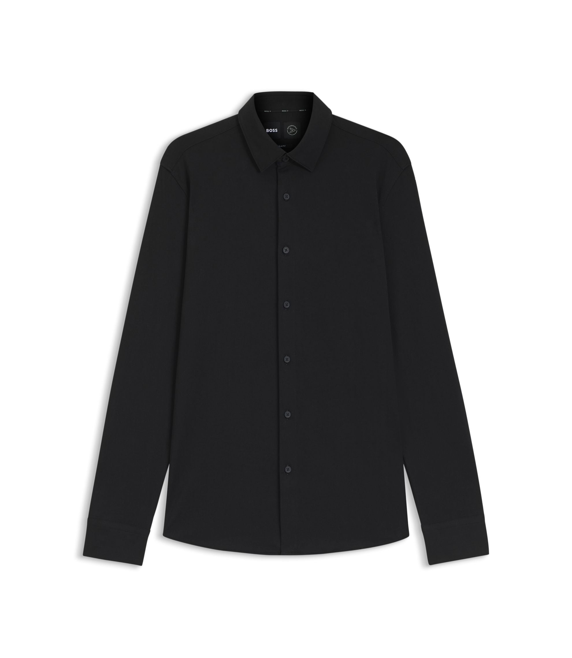 Boss Slim Fit Shirt In A Performance Stretch Cotton Blend Black