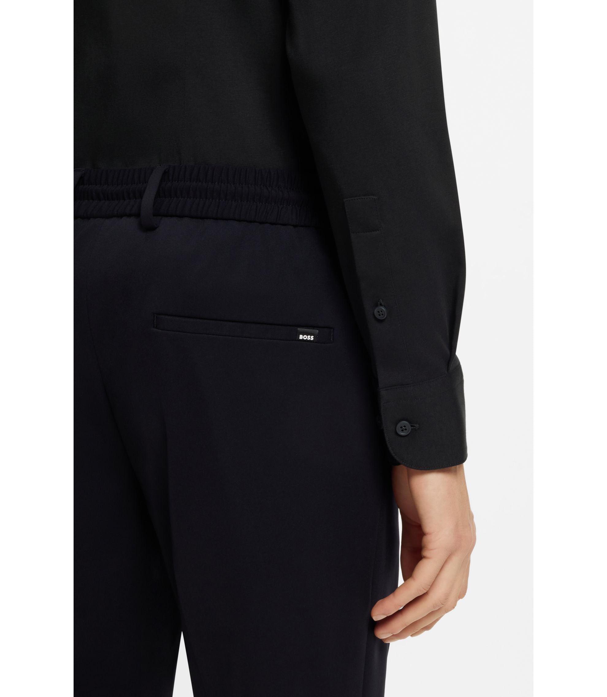 Boss Slim Fit Shirt In A Performance Stretch Cotton Blend Black