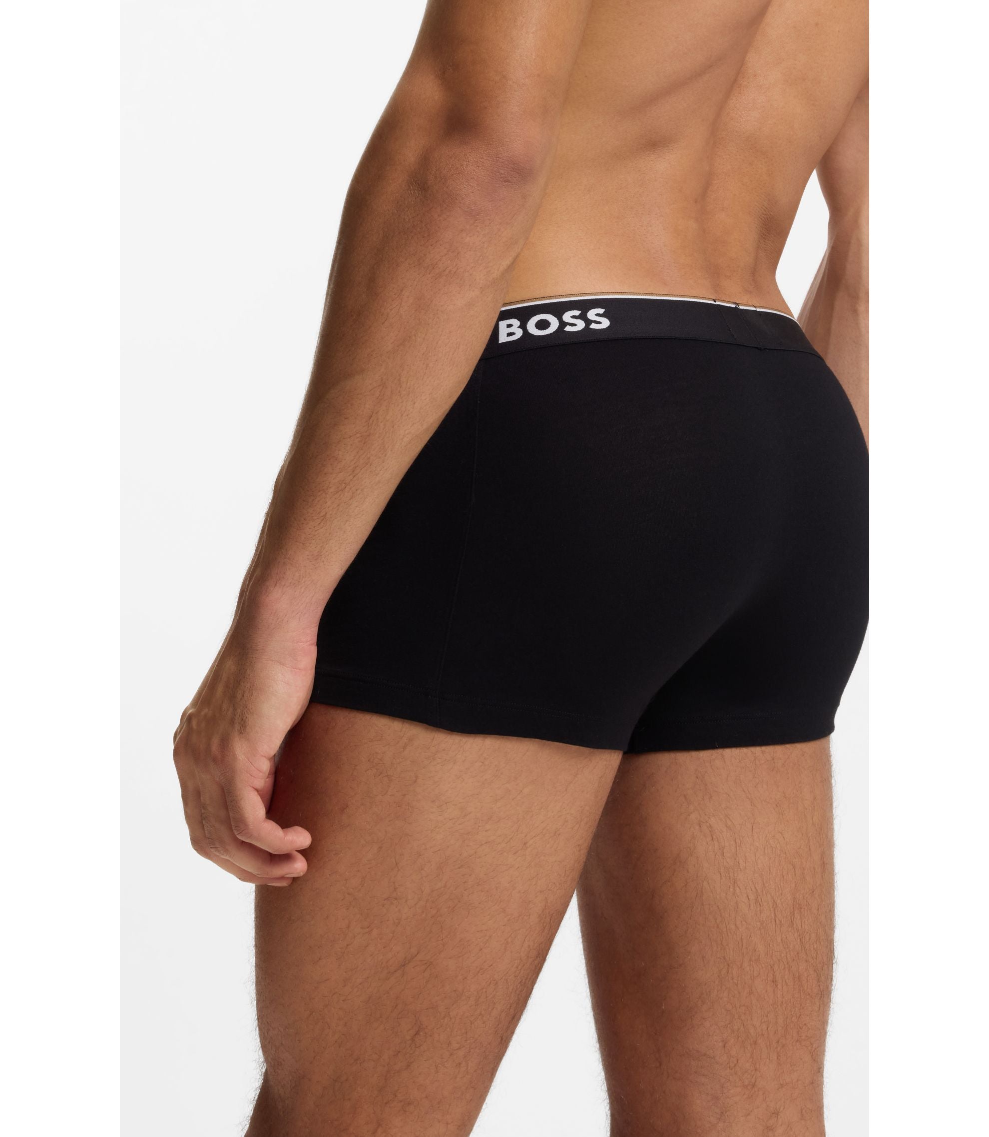 Boss Stretch Cotton Trunks With Repeating Logos Light Grey