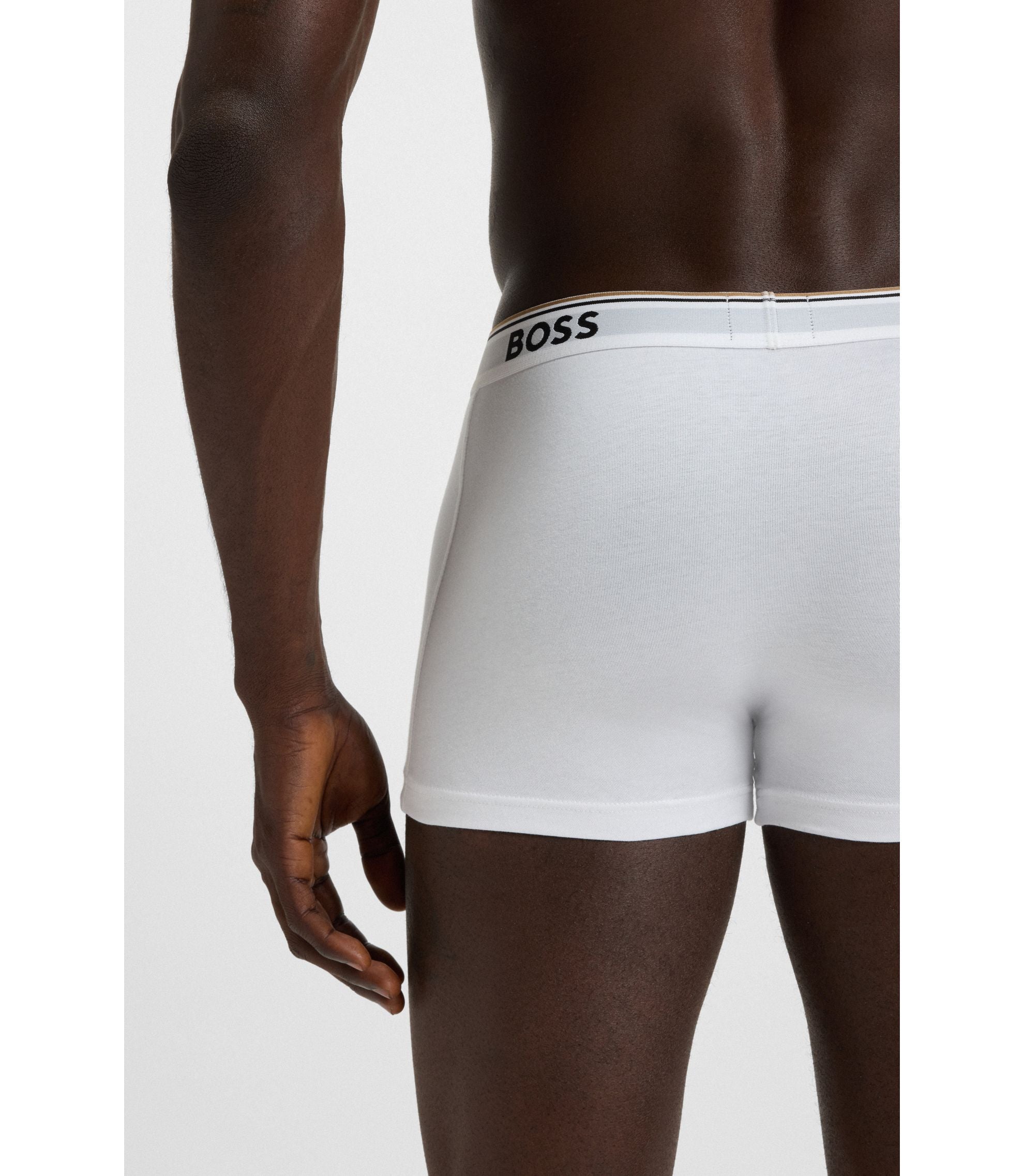 Boss Stretch Cotton Trunks With Repeating Logos White