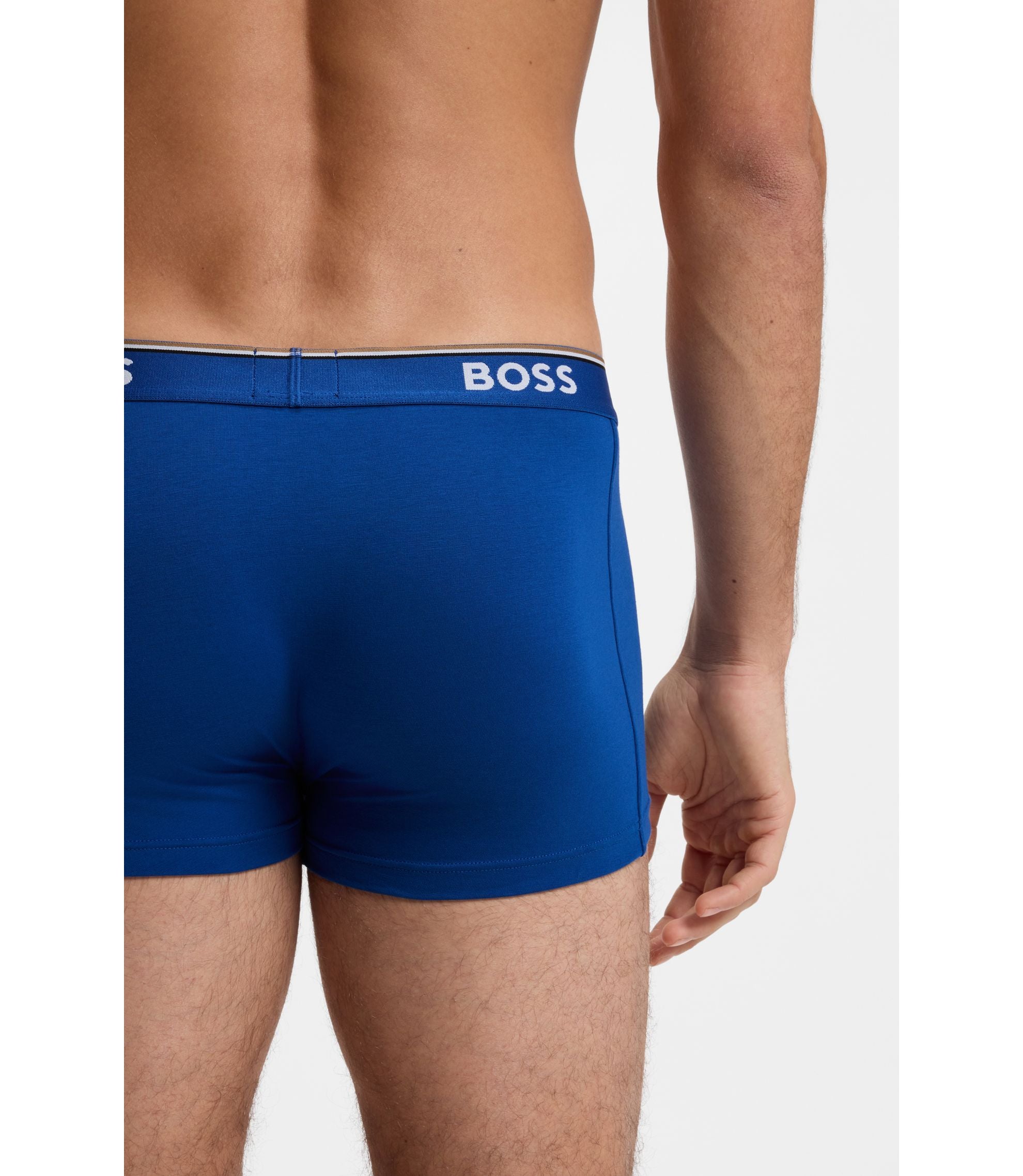 Boss Stretch Cotton Trunks With Repeating Logos Light Blue