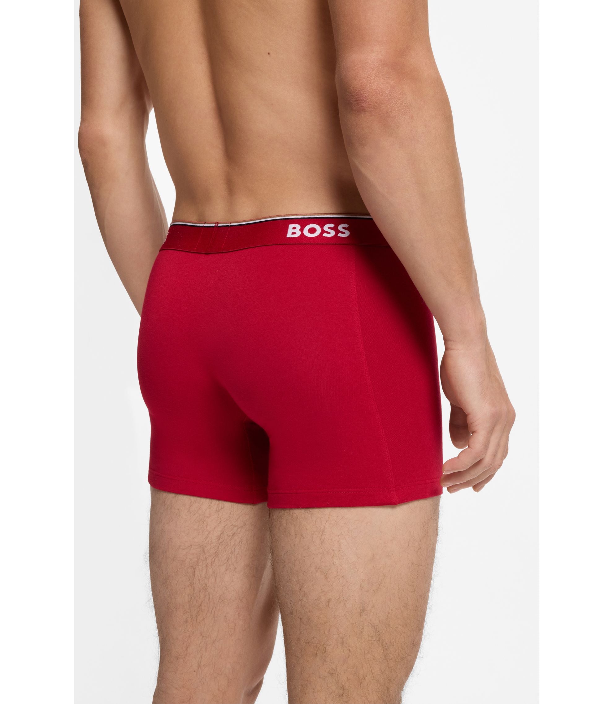 Boss Three Pack Of Boxer Briefs In Stretch Cotton Patterned