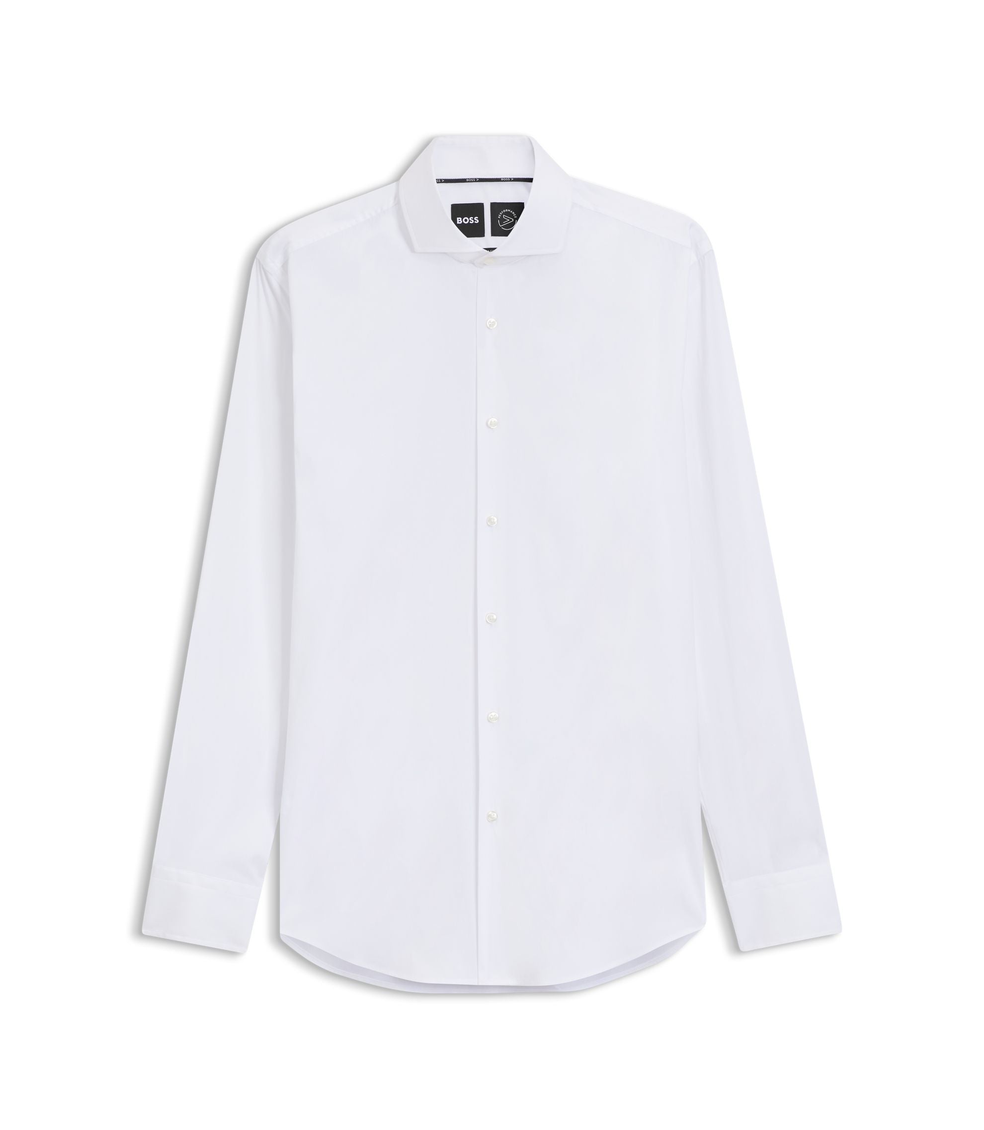 Boss Slim Fit Shirt In Easy Iron Cotton Blend Poplin White