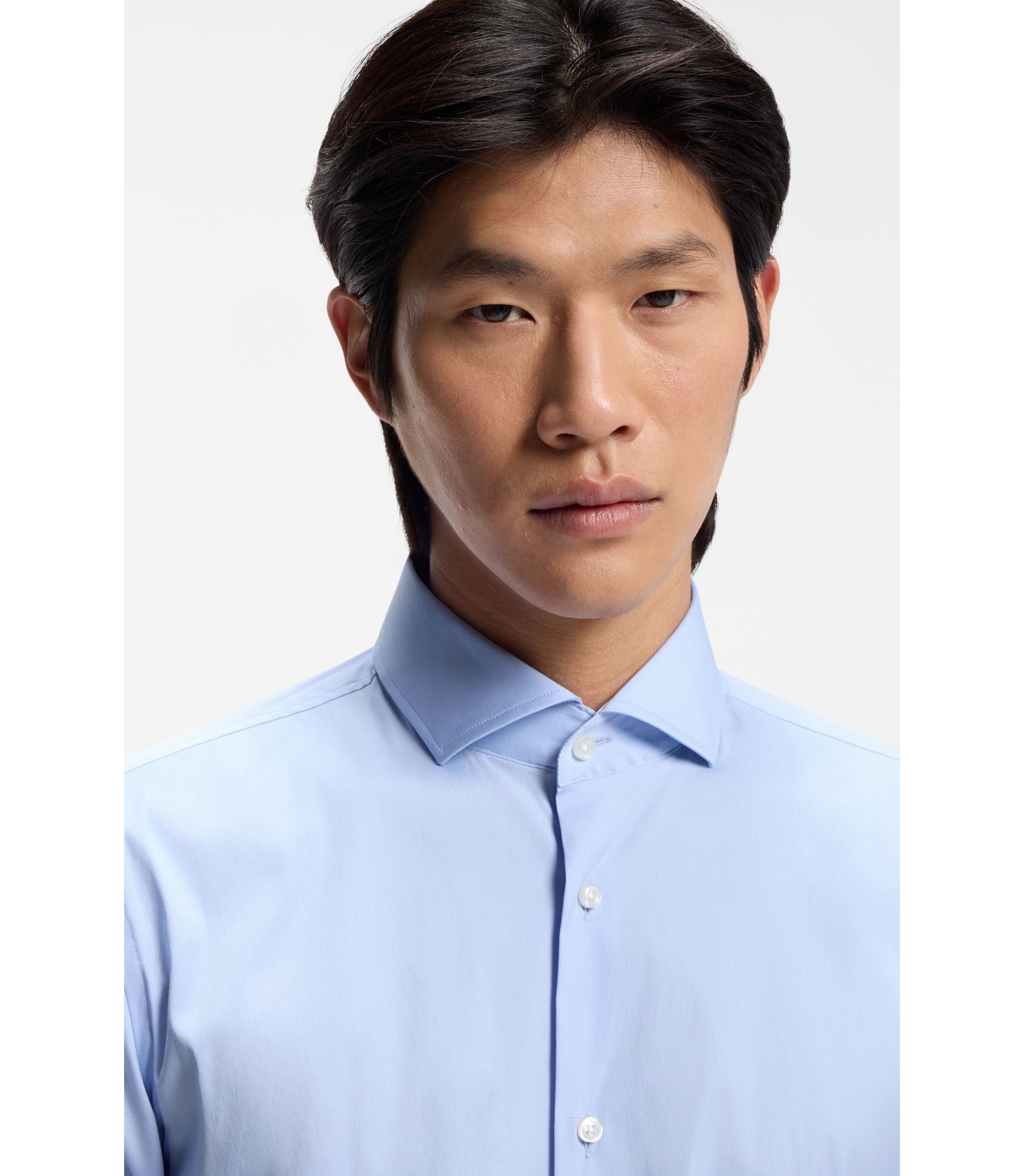 Boss Slim Fit Shirt In Easy Iron Cotton Blend Poplin Light Blue