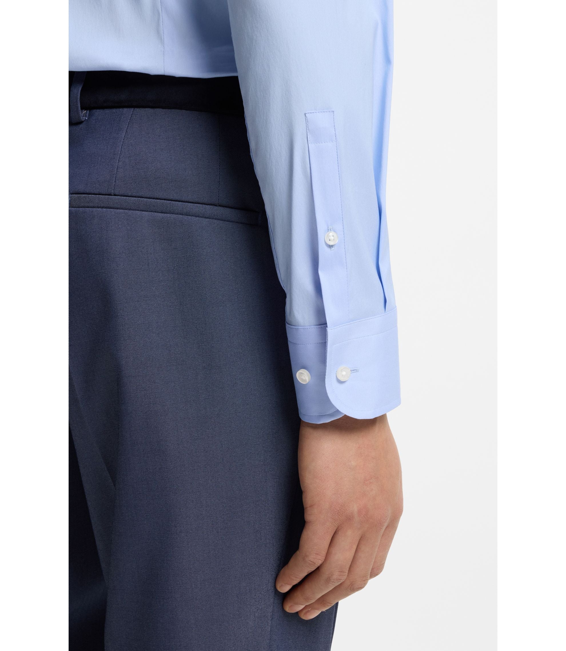 Boss Slim Fit Shirt In Easy Iron Cotton Blend Poplin Light Blue